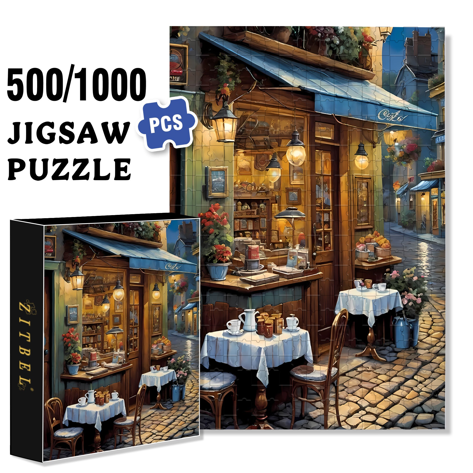 Midnight  500pcs/1000pcs Jigsaw Puzzle, Scratch-Resistant, Interactive Family Game & Brain-Boosting DIY Decor, Perfect for Halloween, Christmas & New Year Gifts, Family Puzzle Game