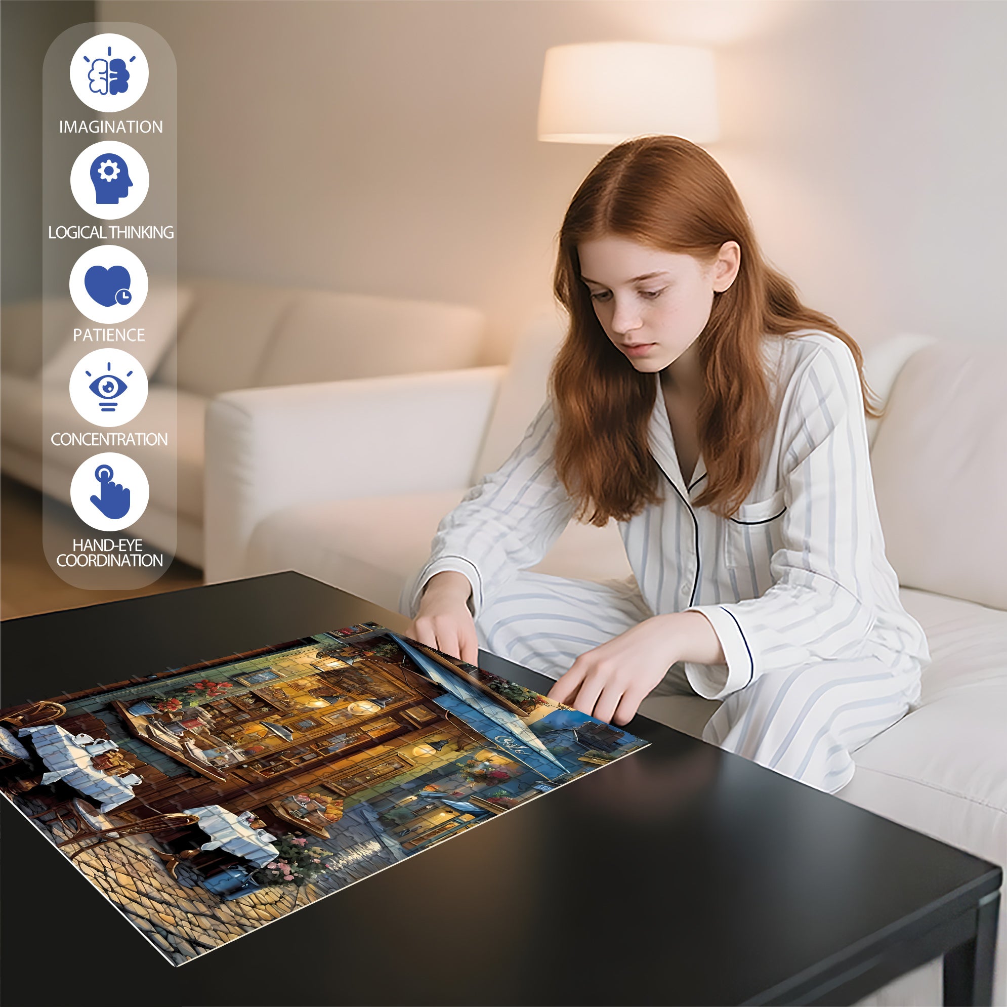 Midnight  500pcs/1000pcs Jigsaw Puzzle, Scratch-Resistant, Interactive Family Game & Brain-Boosting DIY Decor, Perfect for Halloween, Christmas & New Year Gifts, Family Puzzle Game