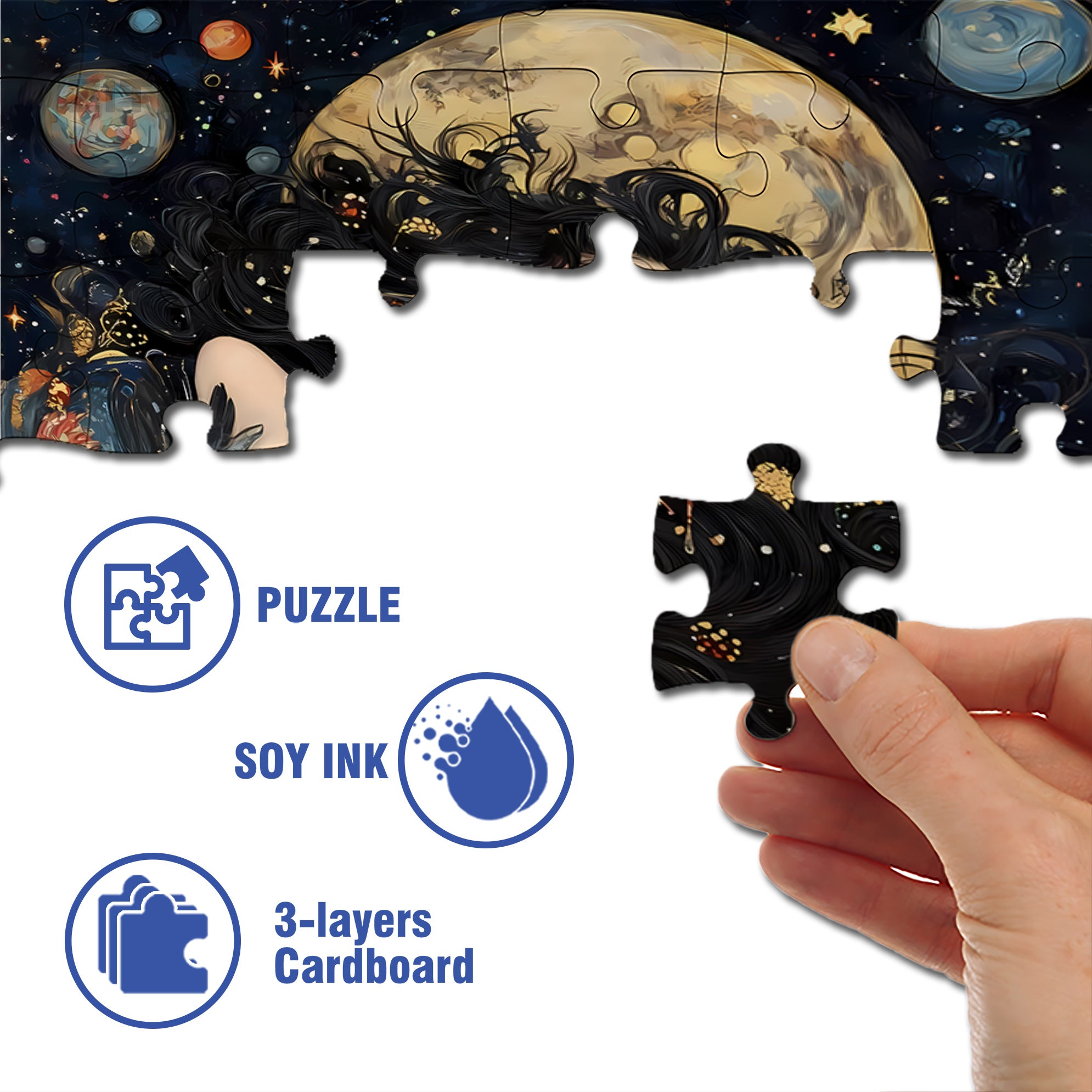 Moon Girl 500pcs/1000pcs Jigsaw Puzzle, Scratch-Resistant, Interactive Family Game & Brain-Boosting DIY Decor, Perfect for Halloween, Christmas & New Year Gifts, Family Puzzle Game