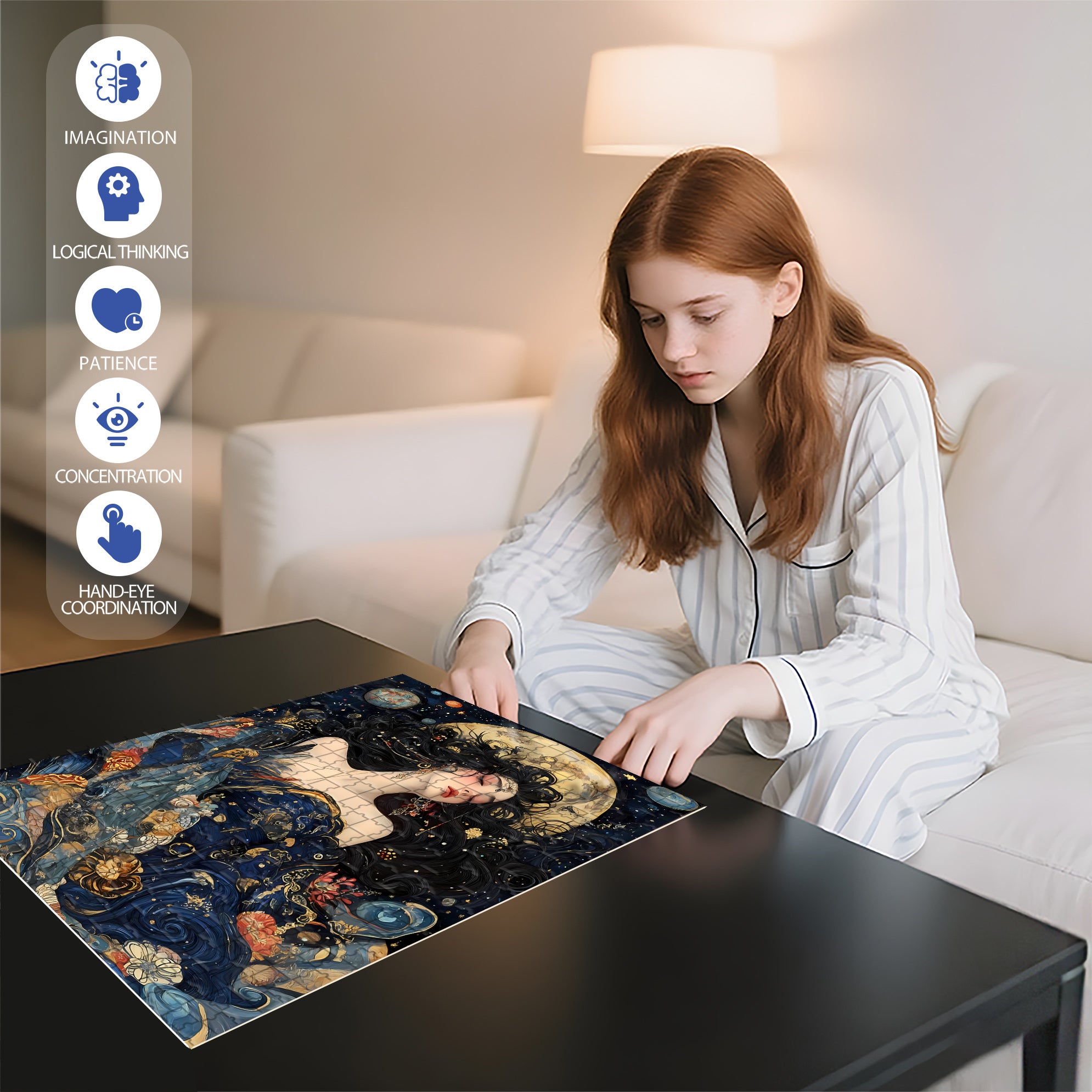 Moon Girl 500pcs/1000pcs Jigsaw Puzzle, Scratch-Resistant, Interactive Family Game & Brain-Boosting DIY Decor, Perfect for Halloween, Christmas & New Year Gifts, Family Puzzle Game