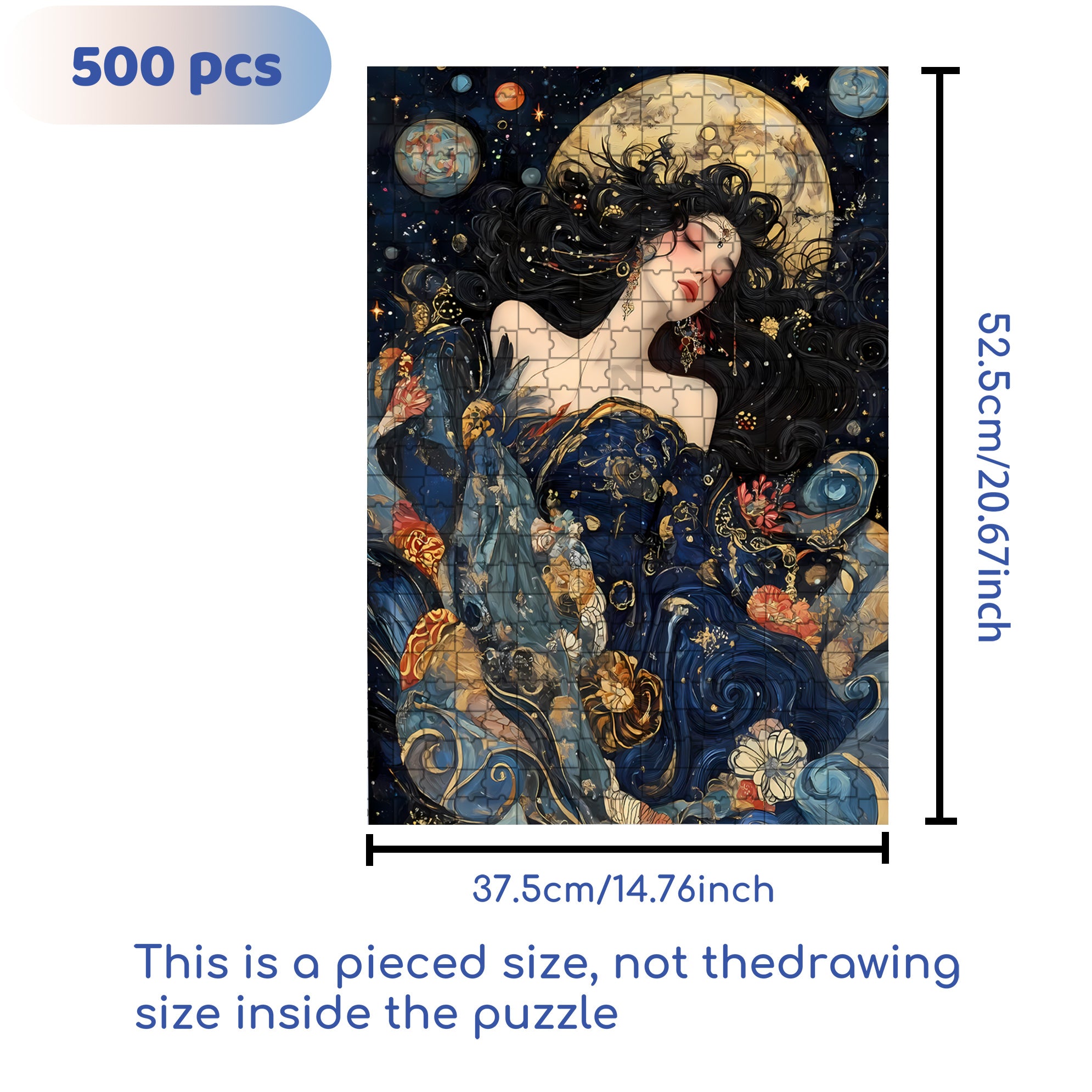 Moon Girl 500pcs/1000pcs Jigsaw Puzzle, Scratch-Resistant, Interactive Family Game & Brain-Boosting DIY Decor, Perfect for Halloween, Christmas & New Year Gifts, Family Puzzle Game