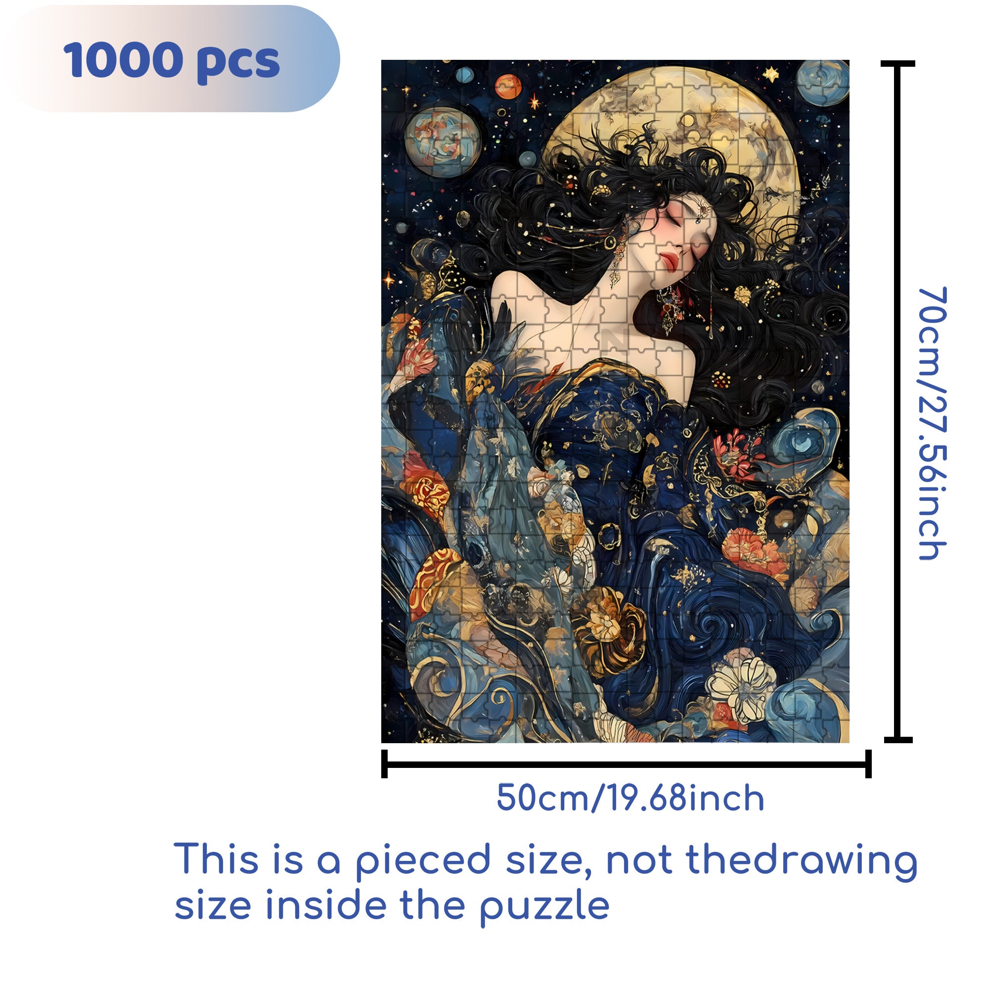 Moon Girl 500pcs/1000pcs Jigsaw Puzzle, Scratch-Resistant, Interactive Family Game & Brain-Boosting DIY Decor, Perfect for Halloween, Christmas & New Year Gifts, Family Puzzle Game