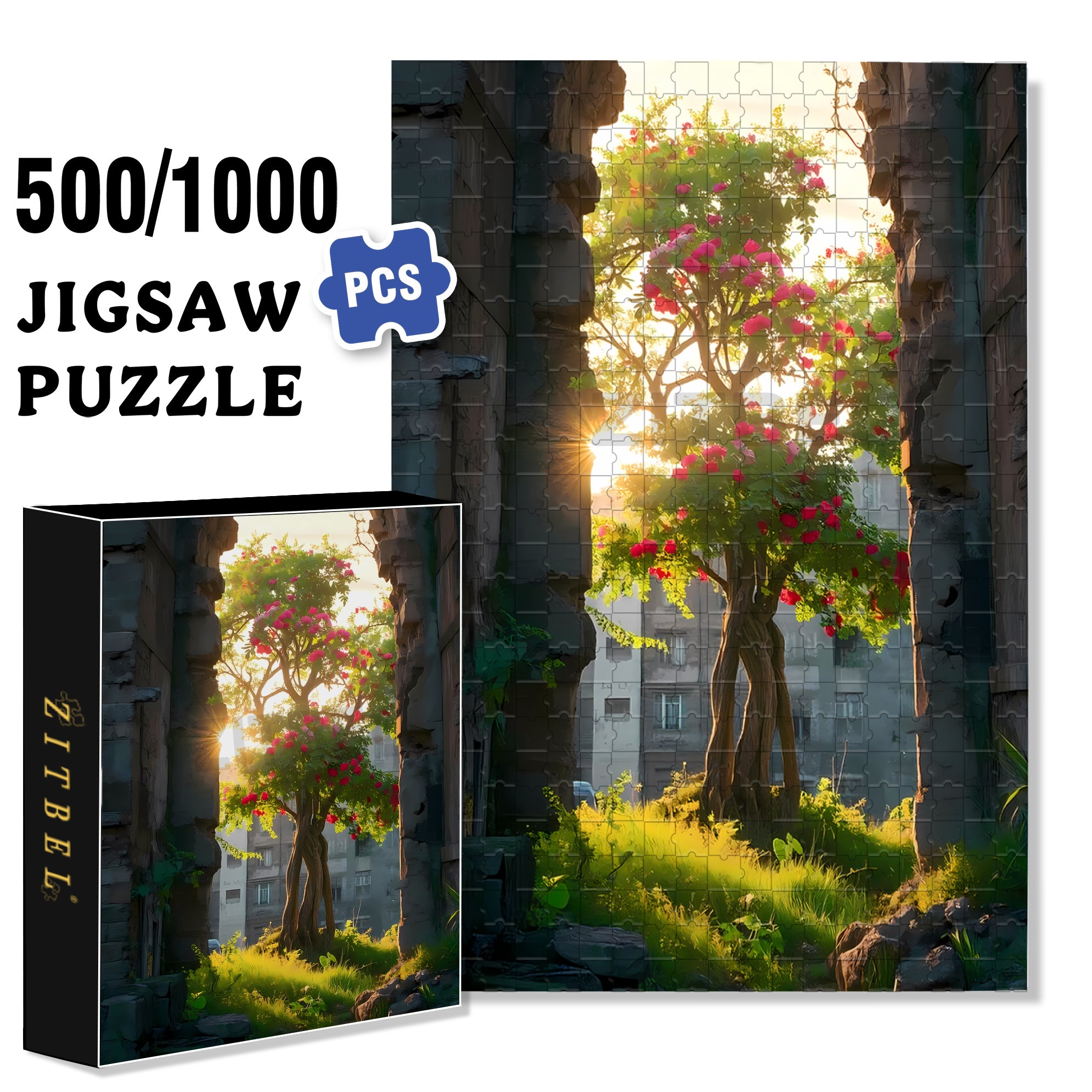 Moring 500pcs/1000pcs Jigsaw Puzzle, Scratch-Resistant, Interactive Family Game & Brain-Boosting DIY Decor, Perfect for Halloween, Christmas & New Year Gifts, Family Puzzle Game