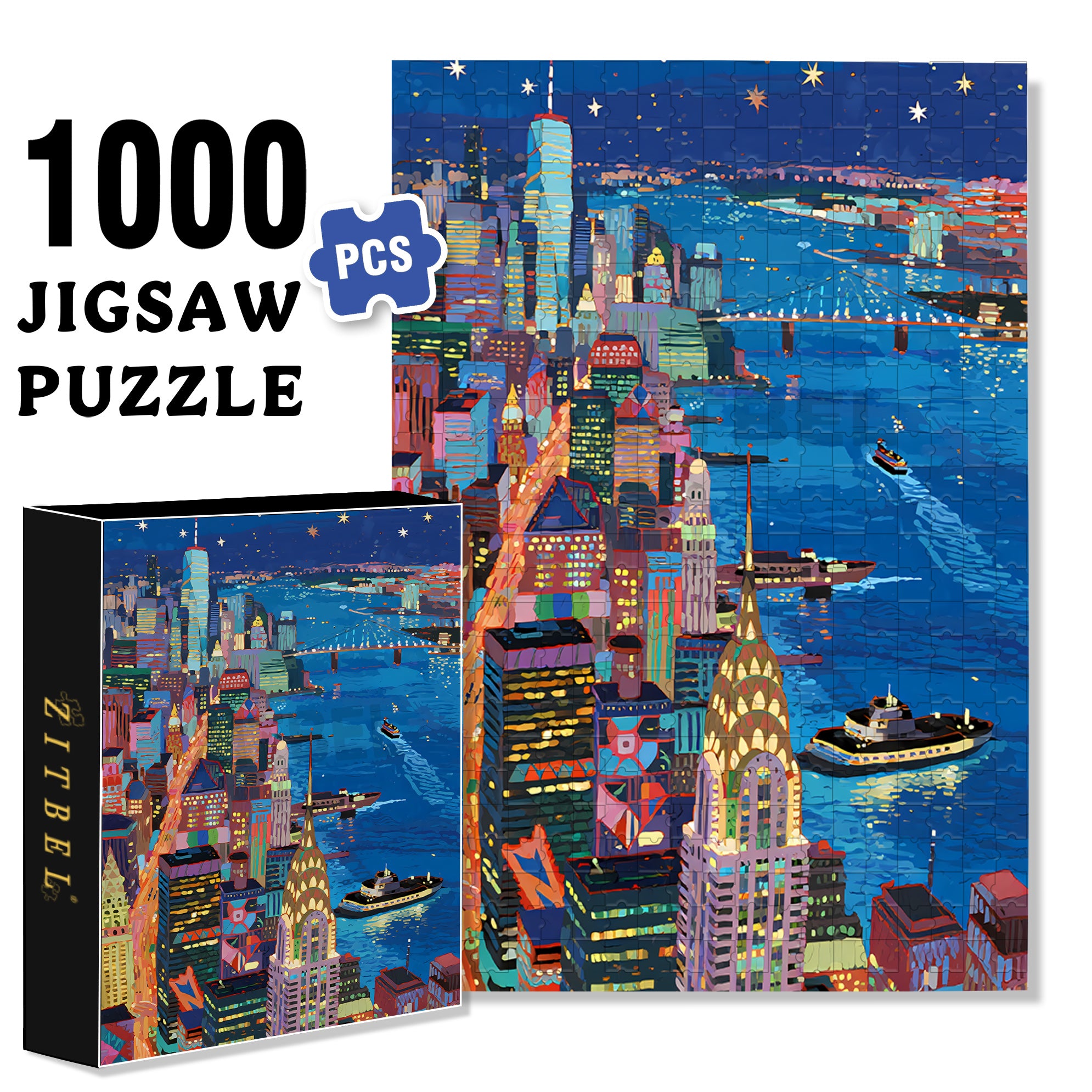 Night View 500pcs/1000pcs Jigsaw Puzzle, Scratch-Resistant, Interactive Family Game & Brain-Boosting DIY Decor, Perfect for Halloween, Christmas & New Year Gifts, Family Puzzle Game