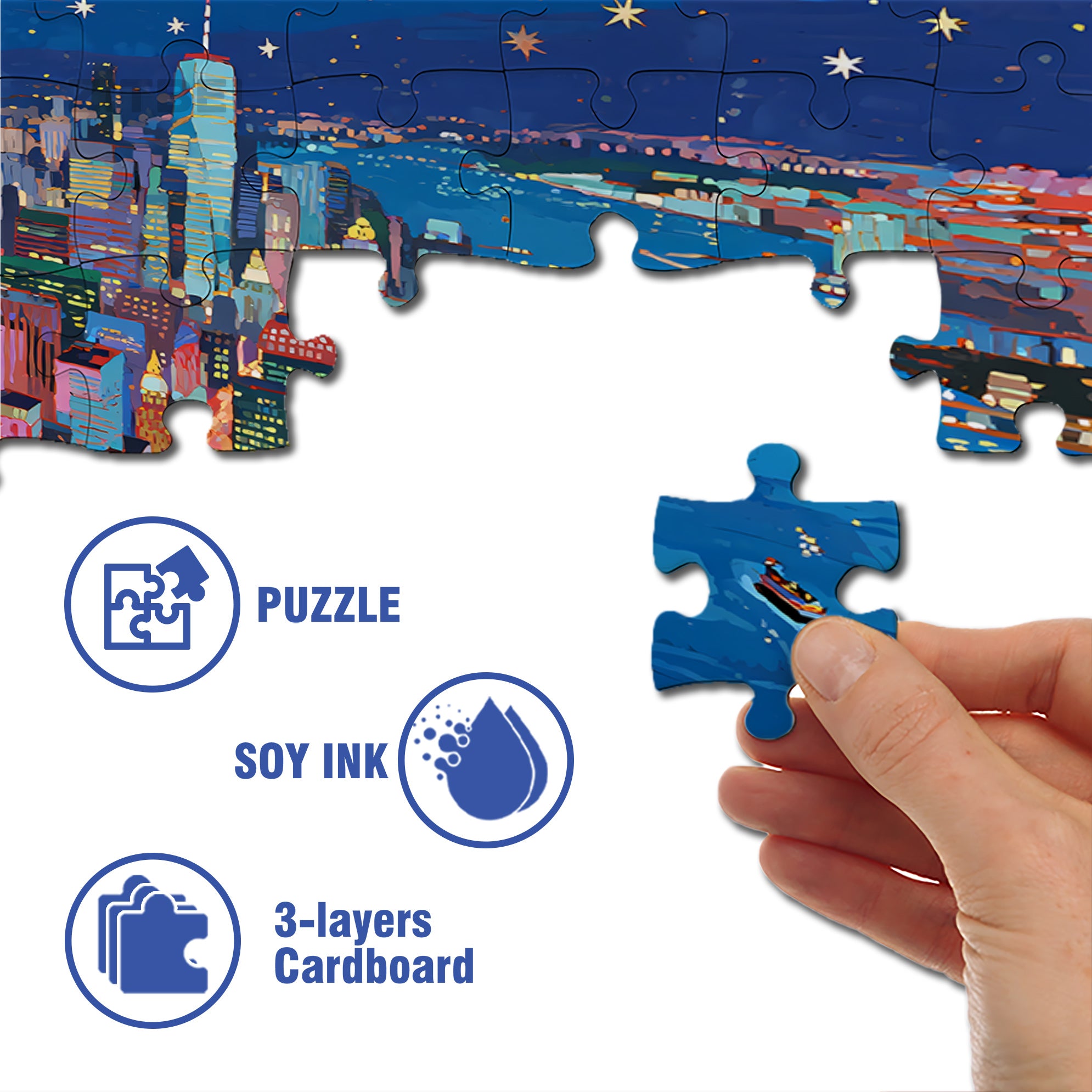 Night View 500pcs/1000pcs Jigsaw Puzzle, Scratch-Resistant, Interactive Family Game & Brain-Boosting DIY Decor, Perfect for Halloween, Christmas & New Year Gifts, Family Puzzle Game