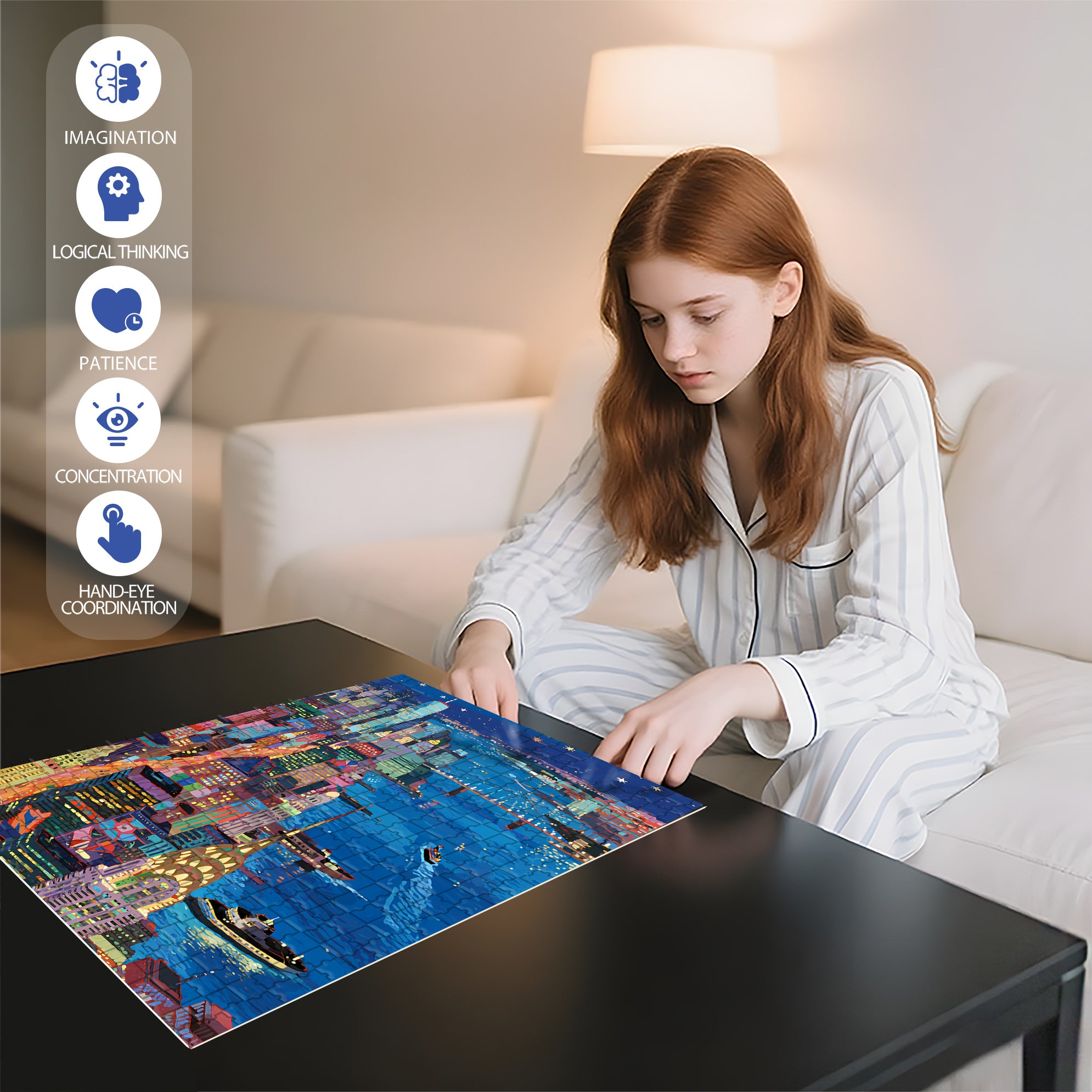 Night View 500pcs/1000pcs Jigsaw Puzzle, Scratch-Resistant, Interactive Family Game & Brain-Boosting DIY Decor, Perfect for Halloween, Christmas & New Year Gifts, Family Puzzle Game