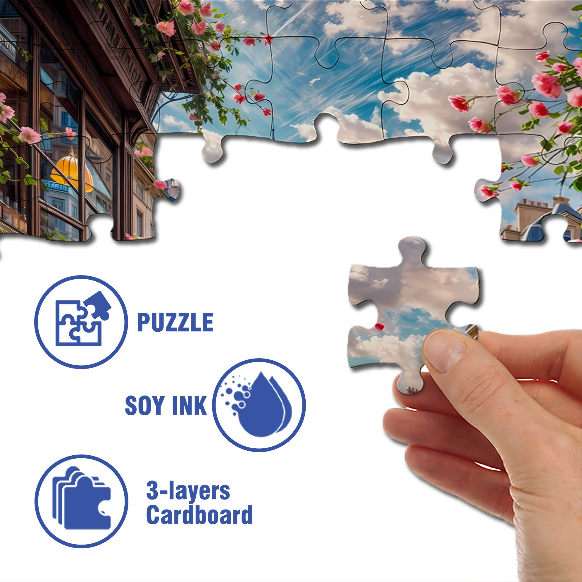 Paris  500pcs/1000pcs Jigsaw Puzzle, Scratch-Resistant, Interactive Family Game & Brain-Boosting DIY Decor, Perfect for Halloween, Christmas & New Year Gifts, Family Puzzle Game