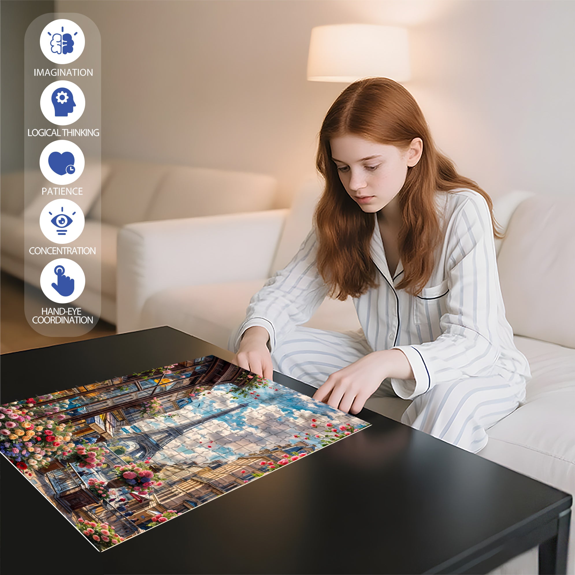 Paris  500pcs/1000pcs Jigsaw Puzzle, Scratch-Resistant, Interactive Family Game & Brain-Boosting DIY Decor, Perfect for Halloween, Christmas & New Year Gifts, Family Puzzle Game