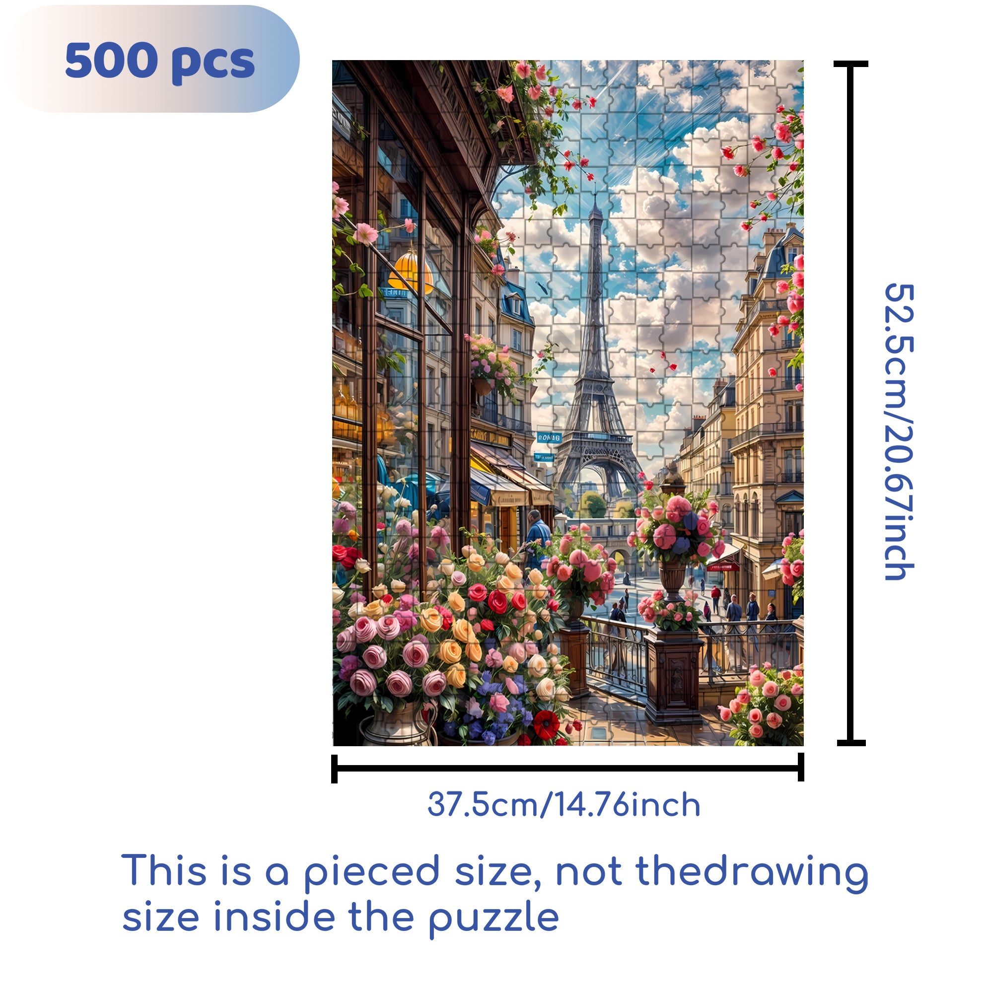 Paris  500pcs/1000pcs Jigsaw Puzzle, Scratch-Resistant, Interactive Family Game & Brain-Boosting DIY Decor, Perfect for Halloween, Christmas & New Year Gifts, Family Puzzle Game