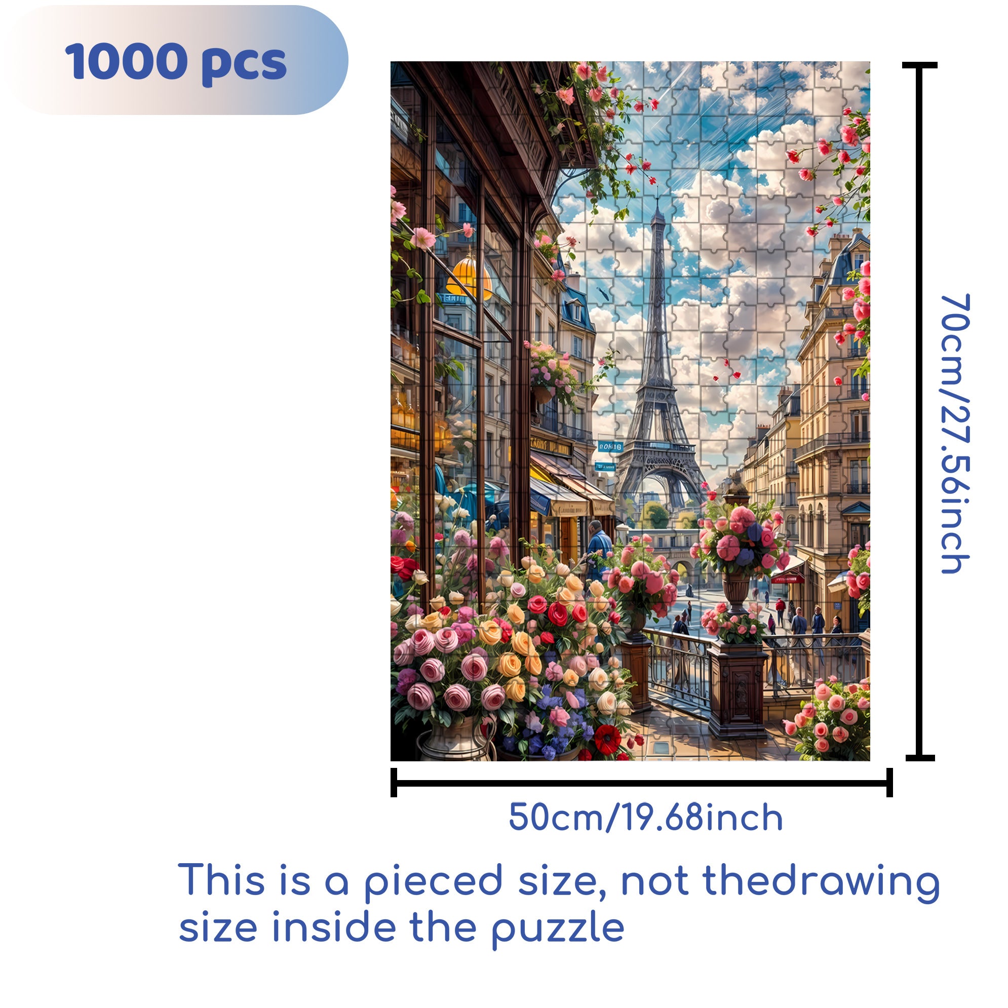 Paris  500pcs/1000pcs Jigsaw Puzzle, Scratch-Resistant, Interactive Family Game & Brain-Boosting DIY Decor, Perfect for Halloween, Christmas & New Year Gifts, Family Puzzle Game