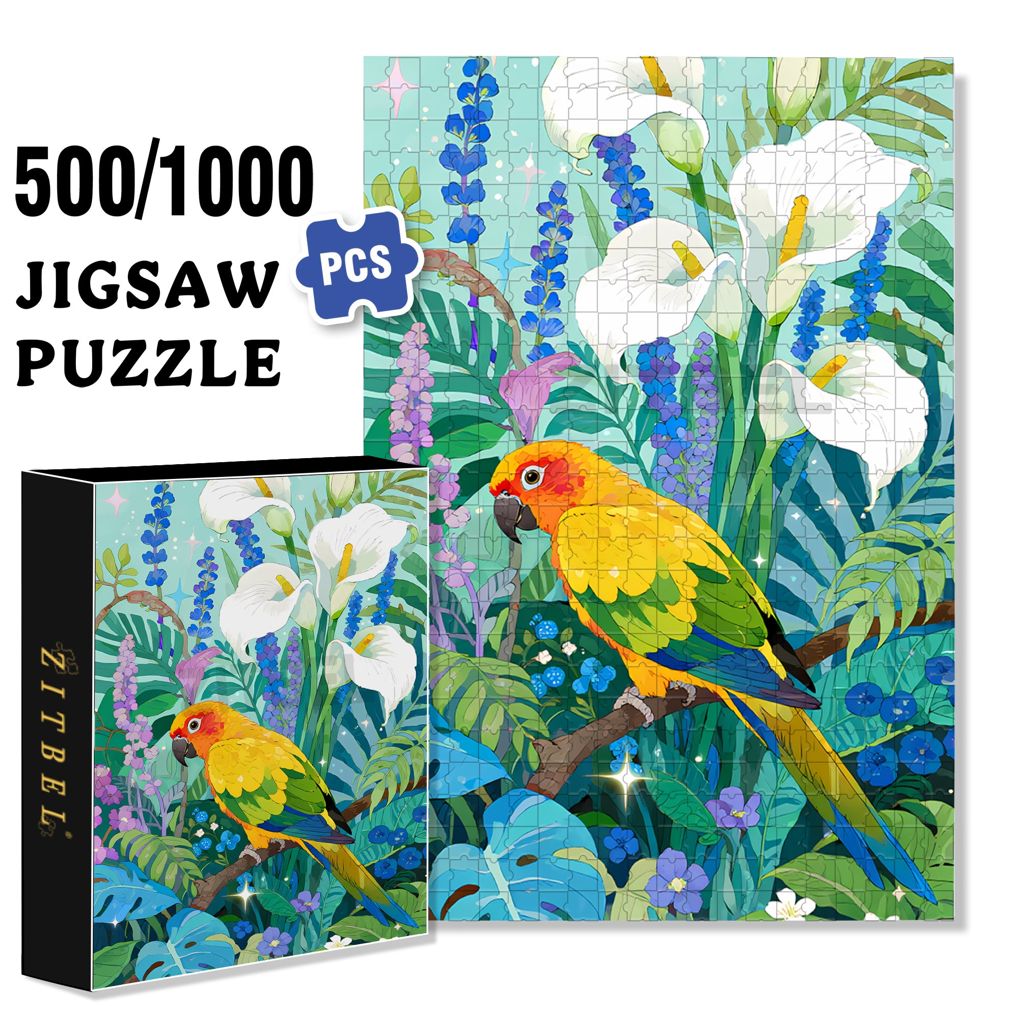 Parrot 500pcs/1000pcs Jigsaw Puzzle, Scratch-Resistant, Interactive Family Game & Brain-Boosting DIY Decor, Perfect for Halloween, Christmas & New Year Gifts, Family Puzzle Game