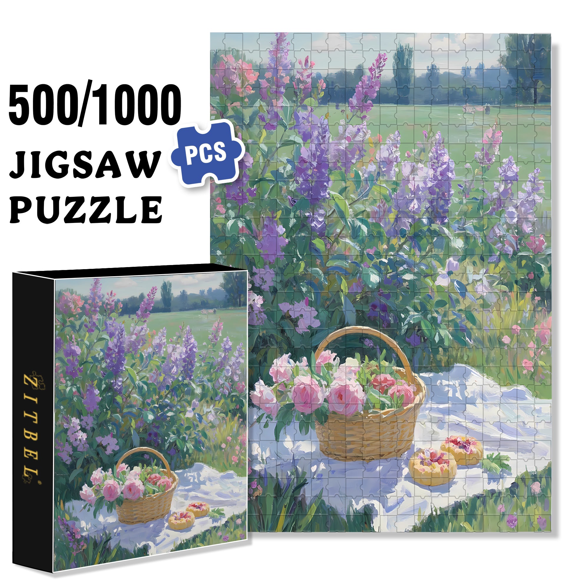 Picnic 500pcs/1000pcs Jigsaw Puzzle, Scratch-Resistant, Interactive Family Game & Brain-Boosting DIY Decor, Perfect for Halloween, Christmas & New Year Gifts, Family Puzzle Game