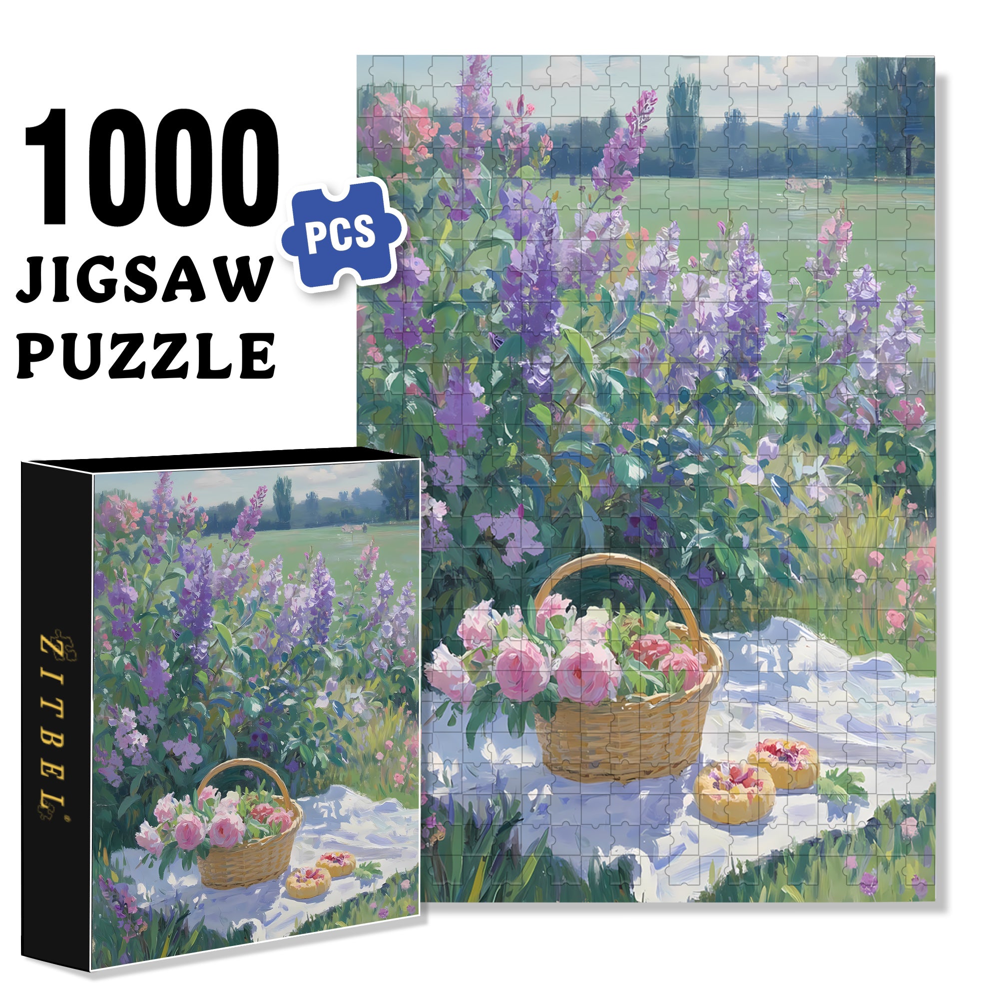 Picnic 500pcs/1000pcs Jigsaw Puzzle, Scratch-Resistant, Interactive Family Game & Brain-Boosting DIY Decor, Perfect for Halloween, Christmas & New Year Gifts, Family Puzzle Game