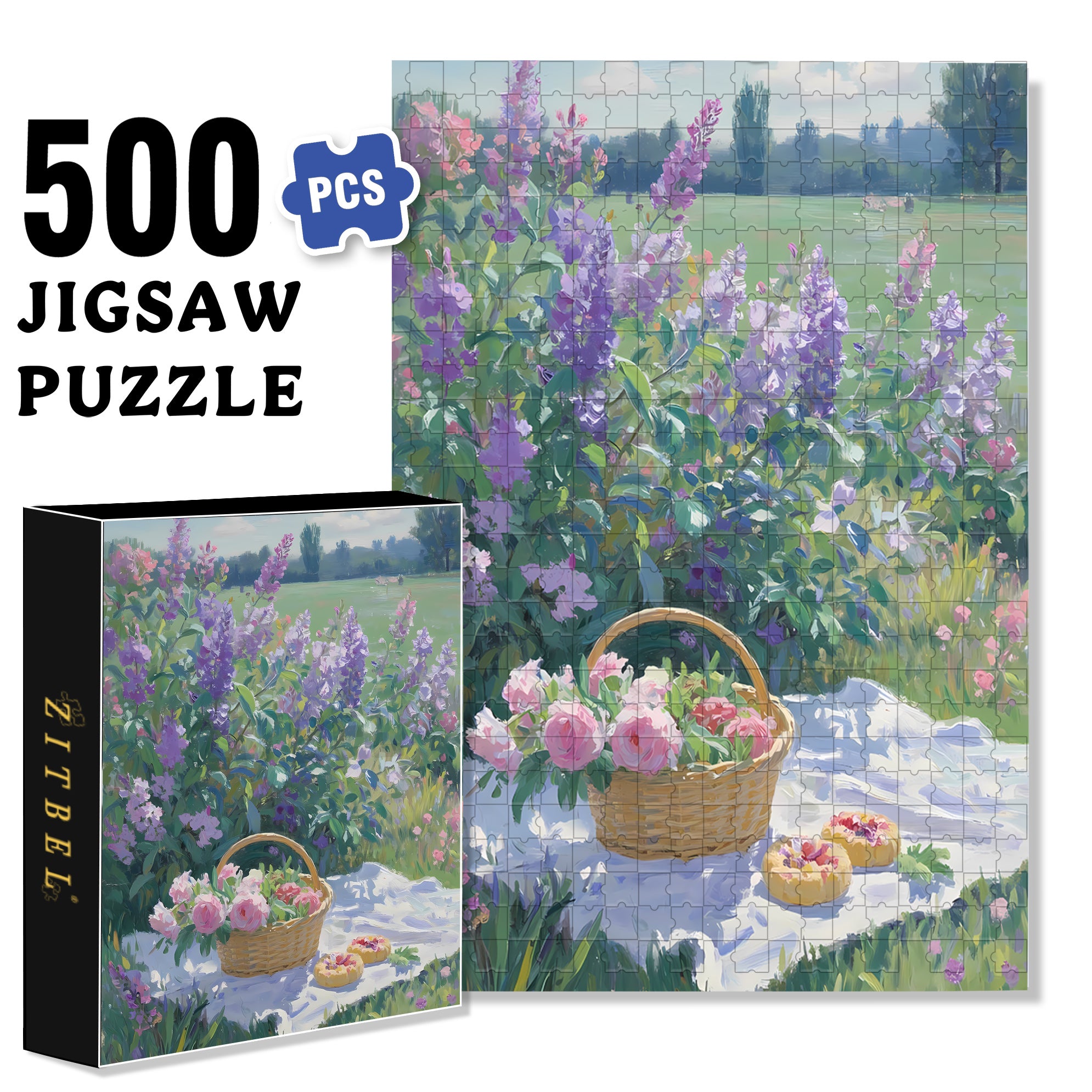 Picnic 500pcs/1000pcs Jigsaw Puzzle, Scratch-Resistant, Interactive Family Game & Brain-Boosting DIY Decor, Perfect for Halloween, Christmas & New Year Gifts, Family Puzzle Game