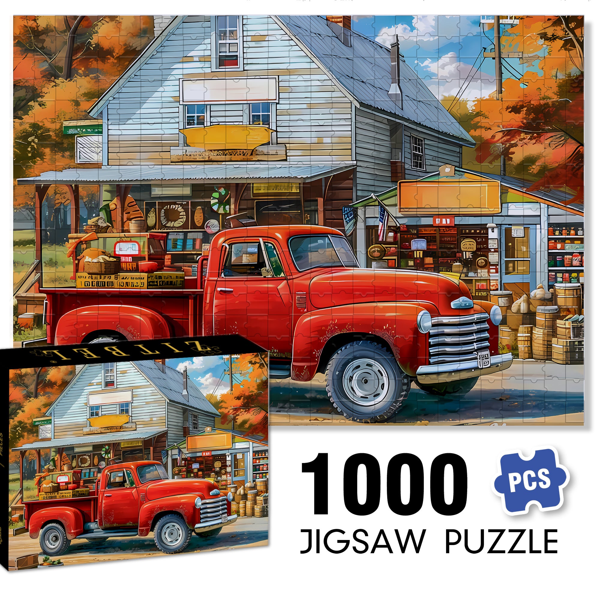 Red Car 500pcs/1000pcs Jigsaw Puzzle, Scratch-Resistant, Interactive Family Game & Brain-Boosting DIY Decor, Perfect for Halloween, Christmas & New Year Gifts, Family Puzzle Game