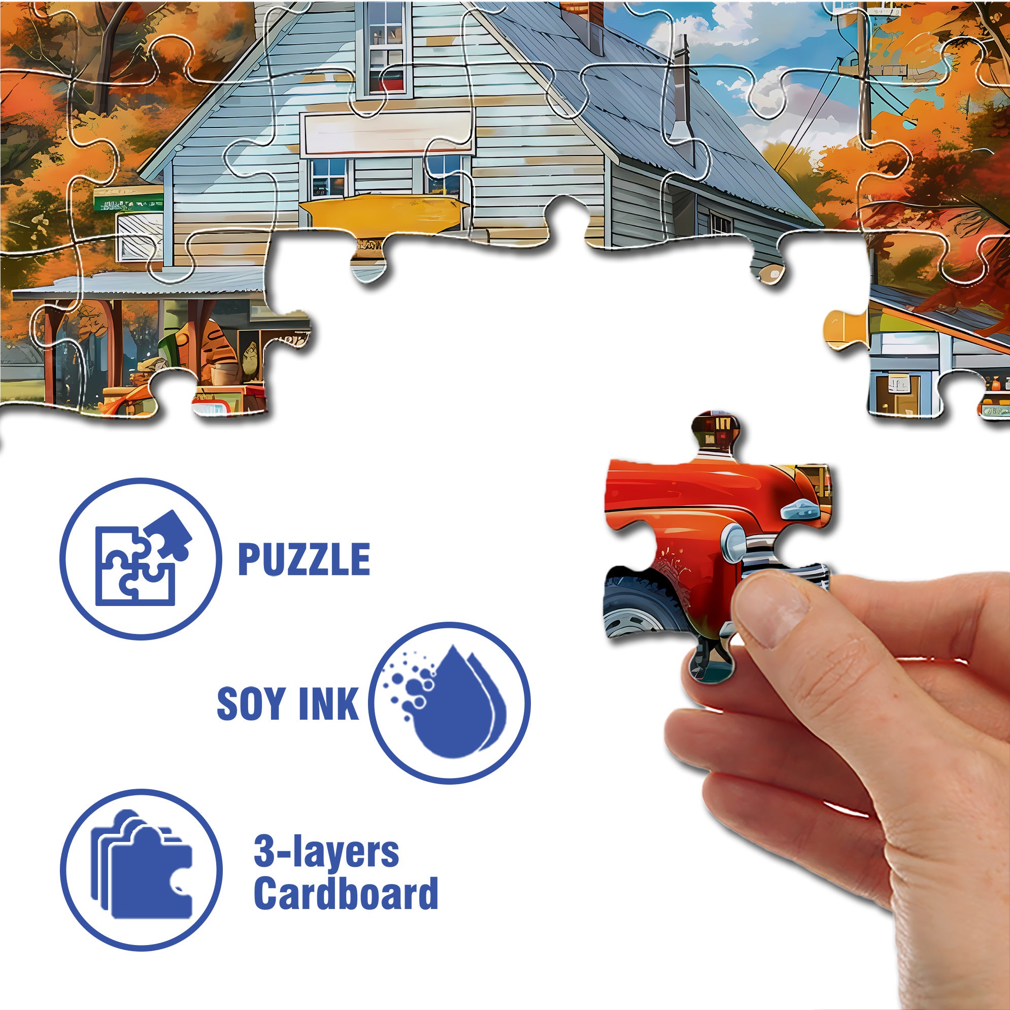 Red Car 500pcs/1000pcs Jigsaw Puzzle, Scratch-Resistant, Interactive Family Game & Brain-Boosting DIY Decor, Perfect for Halloween, Christmas & New Year Gifts, Family Puzzle Game