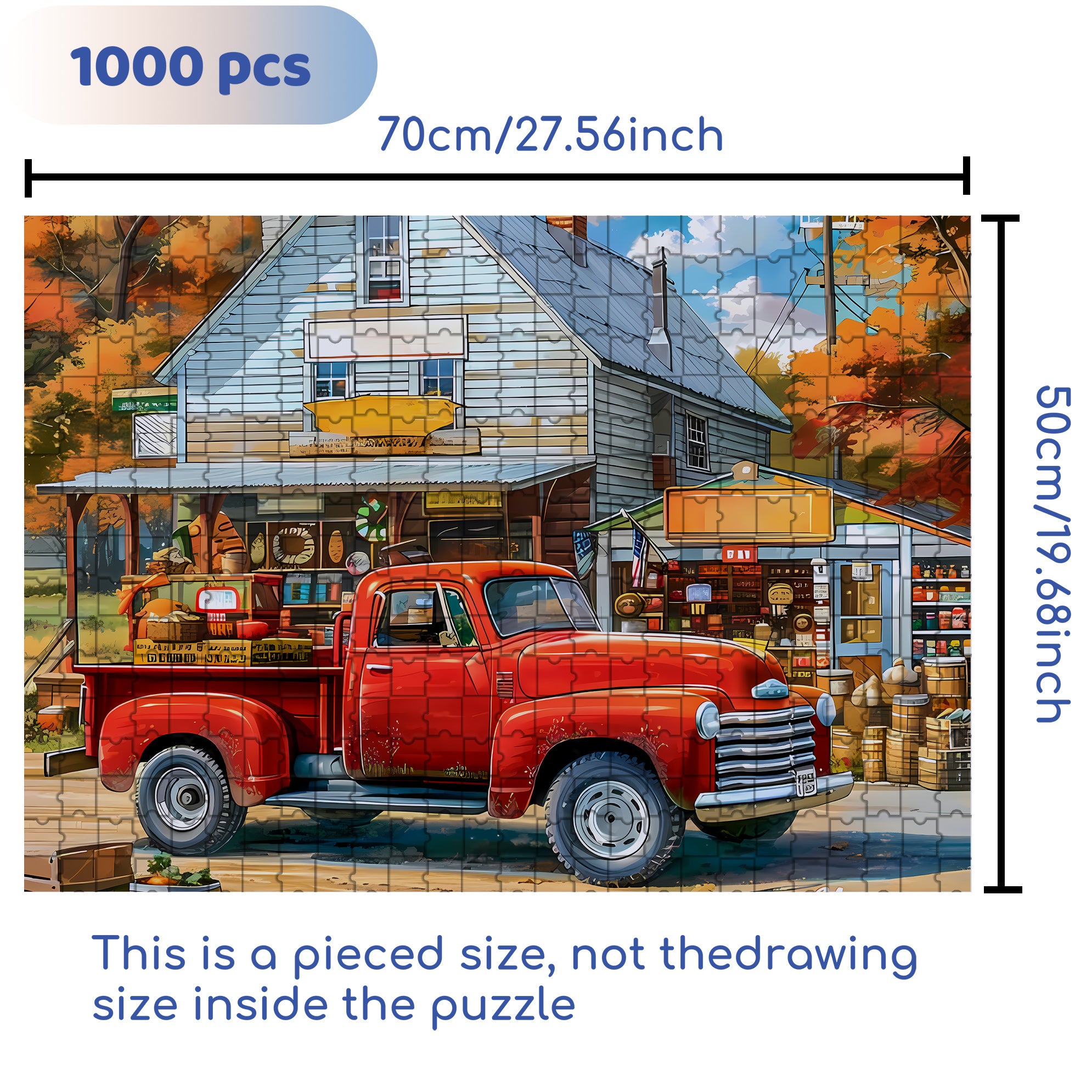 Red Car 500pcs/1000pcs Jigsaw Puzzle, Scratch-Resistant, Interactive Family Game & Brain-Boosting DIY Decor, Perfect for Halloween, Christmas & New Year Gifts, Family Puzzle Game