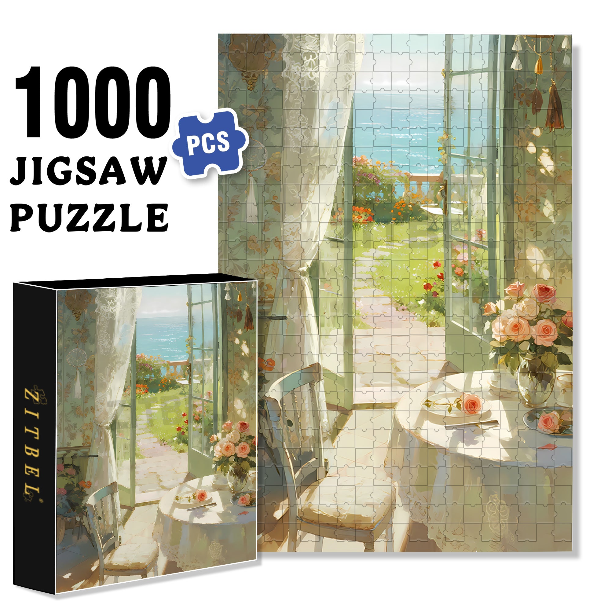 Sea Wind 500pcs/1000pcs Jigsaw Puzzle, Scratch-Resistant, Interactive Family Game & Brain-Boosting DIY Decor, Perfect for Halloween, Christmas & New Year Gifts, Family Puzzle Game