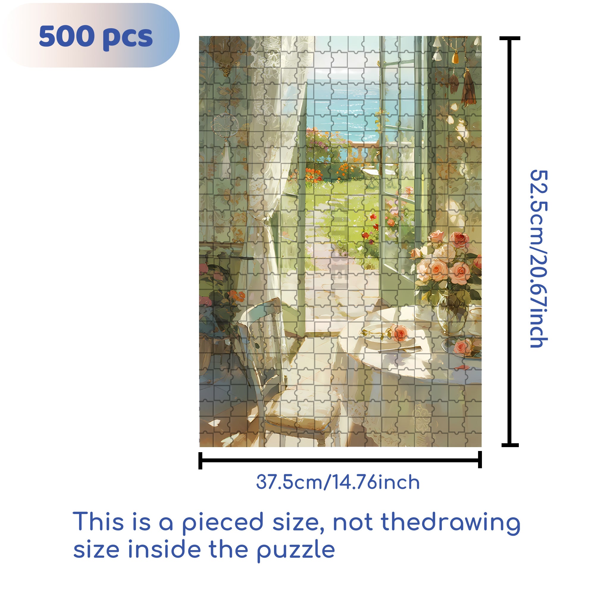 Sea Wind 500pcs/1000pcs Jigsaw Puzzle, Scratch-Resistant, Interactive Family Game & Brain-Boosting DIY Decor, Perfect for Halloween, Christmas & New Year Gifts, Family Puzzle Game