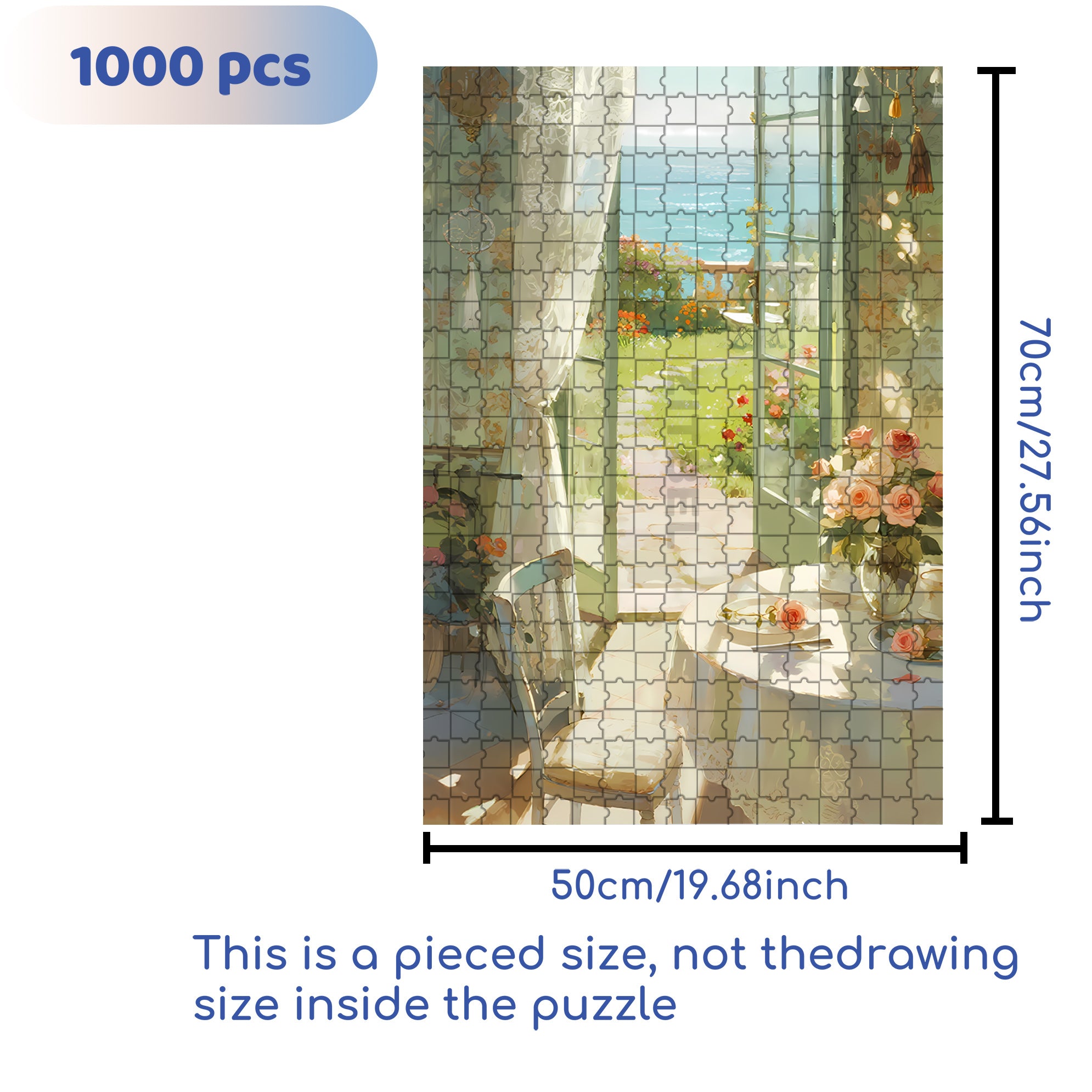 Sea Wind 500pcs/1000pcs Jigsaw Puzzle, Scratch-Resistant, Interactive Family Game & Brain-Boosting DIY Decor, Perfect for Halloween, Christmas & New Year Gifts, Family Puzzle Game