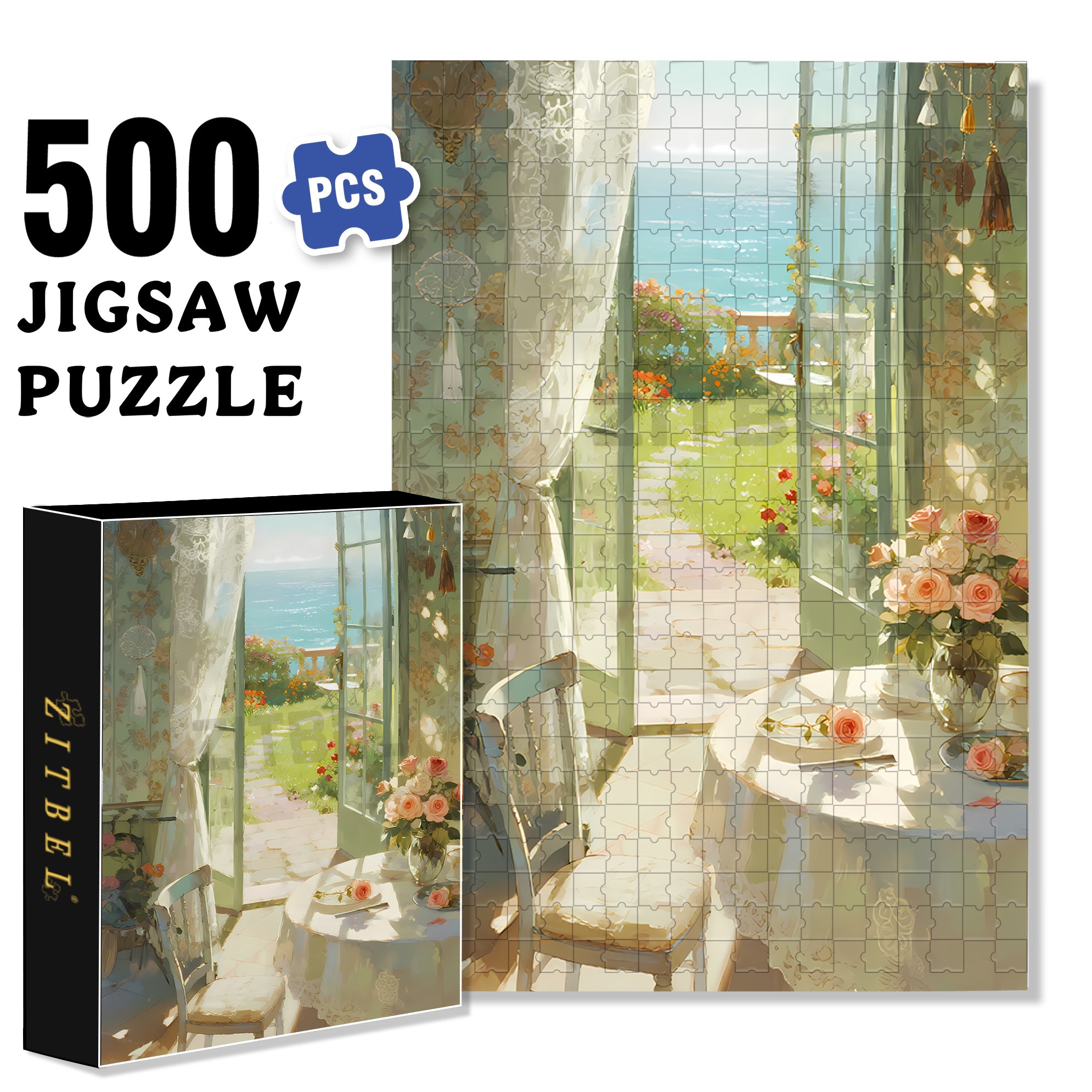 Sea Wind 500pcs/1000pcs Jigsaw Puzzle, Scratch-Resistant, Interactive Family Game & Brain-Boosting DIY Decor, Perfect for Halloween, Christmas & New Year Gifts, Family Puzzle Game