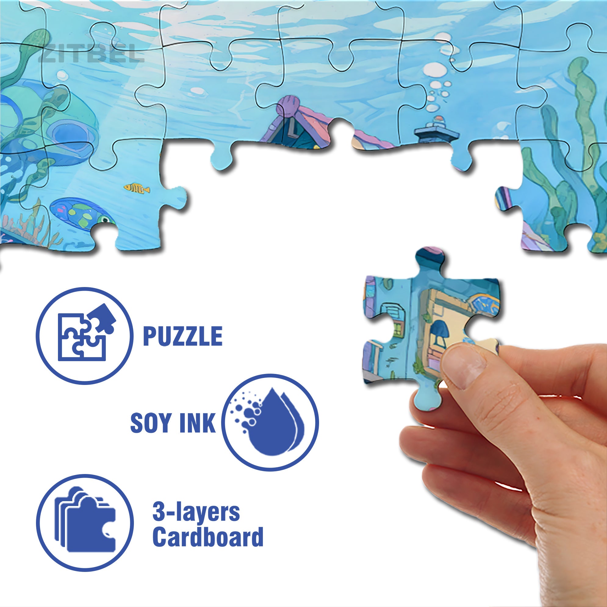 Sea 500pcs/1000pcs Jigsaw Puzzle, Scratch-Resistant, Interactive Family Game & Brain-Boosting DIY Decor, Perfect for Halloween, Christmas & New Year Gifts, Family Puzzle Game