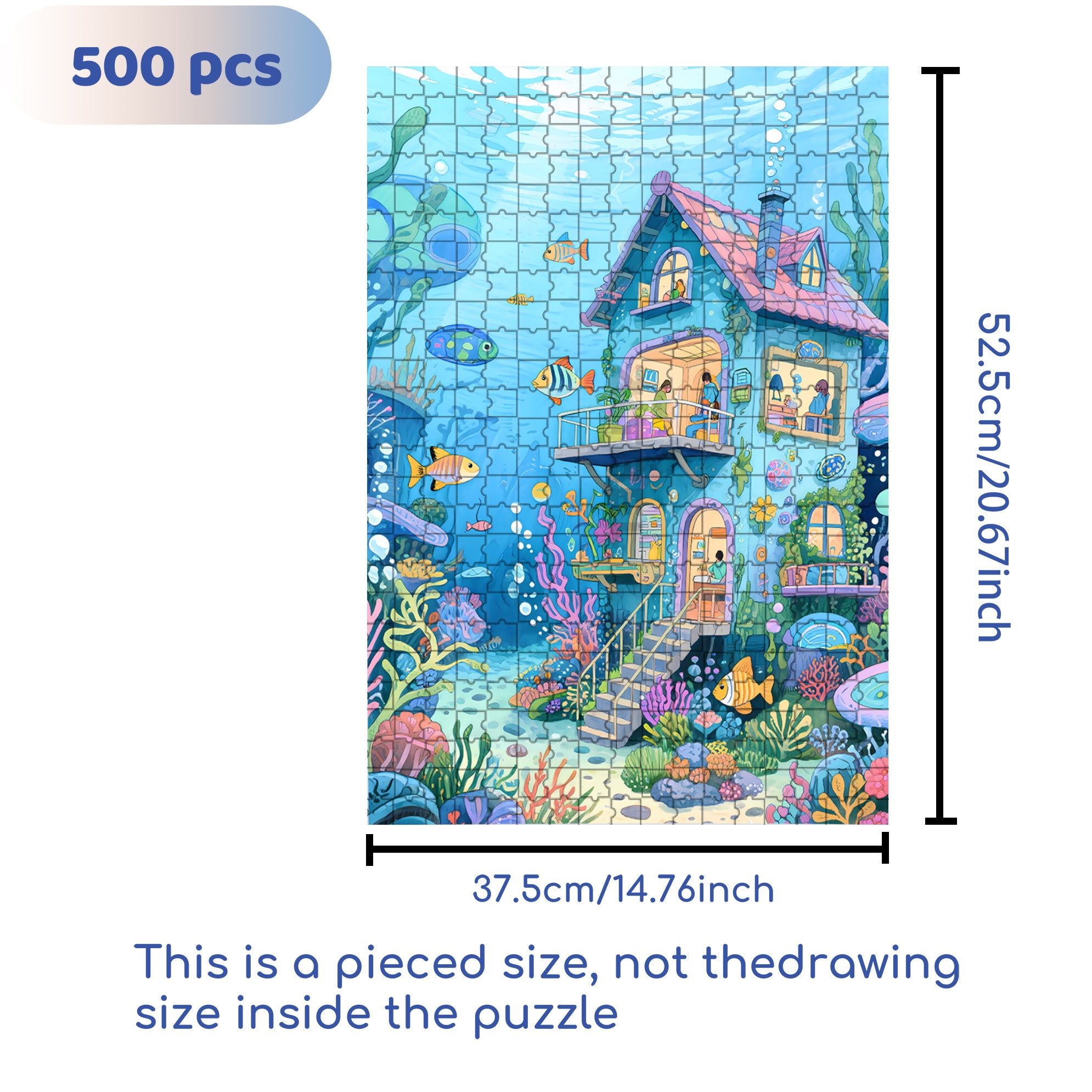Sea 500pcs/1000pcs Jigsaw Puzzle, Scratch-Resistant, Interactive Family Game & Brain-Boosting DIY Decor, Perfect for Halloween, Christmas & New Year Gifts, Family Puzzle Game