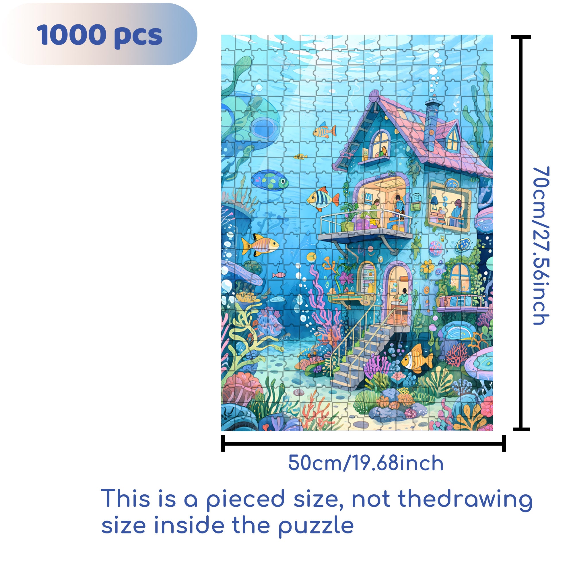 Sea 500pcs/1000pcs Jigsaw Puzzle, Scratch-Resistant, Interactive Family Game & Brain-Boosting DIY Decor, Perfect for Halloween, Christmas & New Year Gifts, Family Puzzle Game