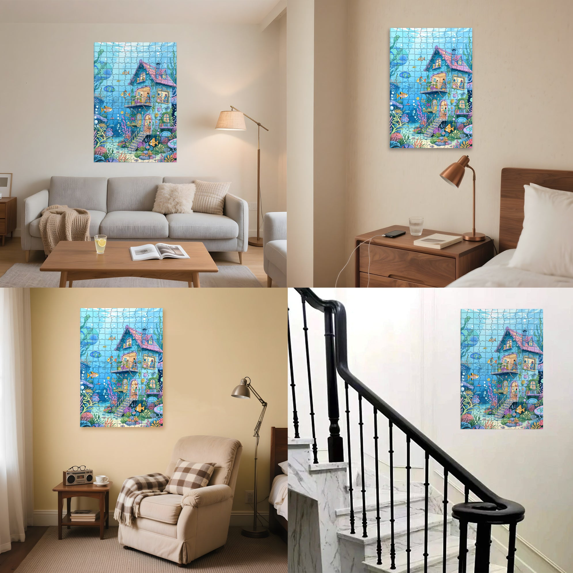 Sea 500pcs/1000pcs Jigsaw Puzzle, Scratch-Resistant, Interactive Family Game & Brain-Boosting DIY Decor, Perfect for Halloween, Christmas & New Year Gifts, Family Puzzle Game