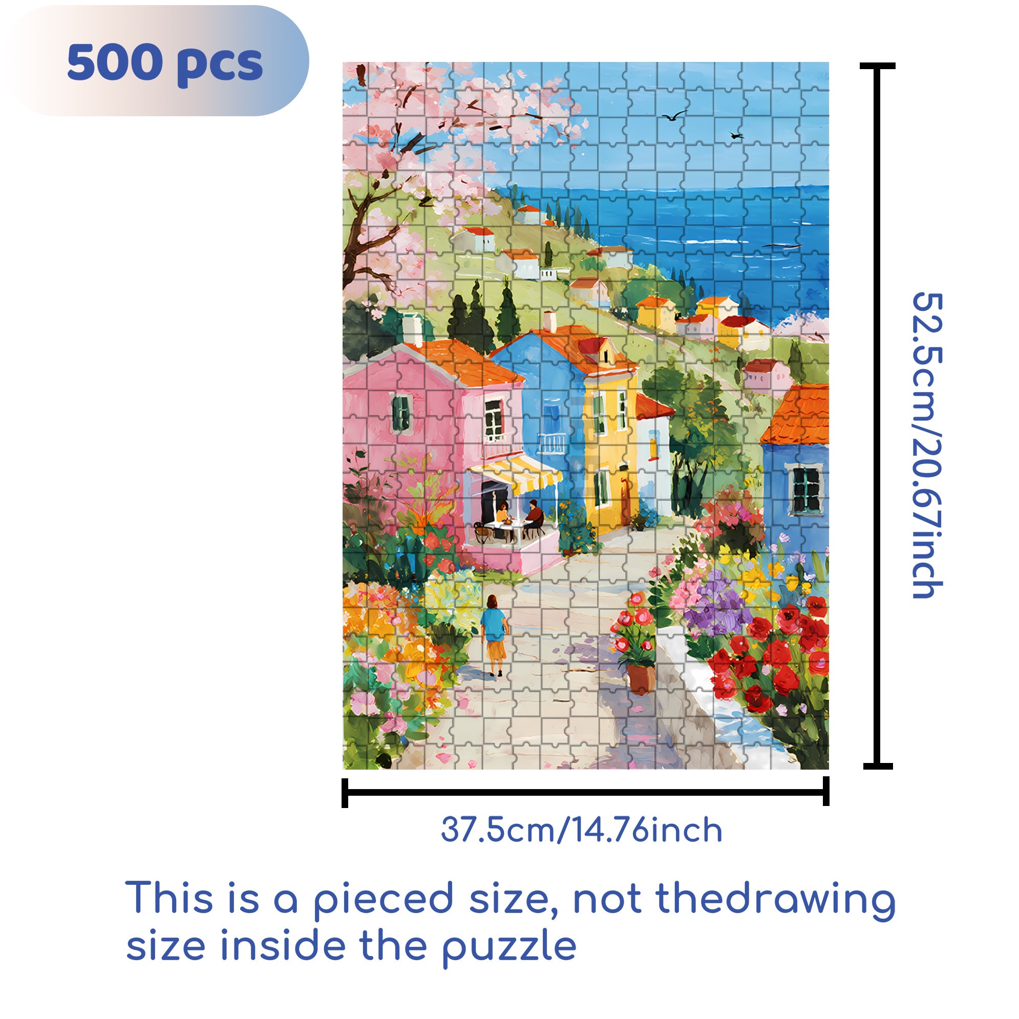 Seaside Town 500pcs/1000pcs Jigsaw Puzzle, Scratch-Resistant, Interactive Family Game & Brain-Boosting DIY Decor, Perfect for Halloween, Christmas & New Year Gifts, Family Puzzle Game