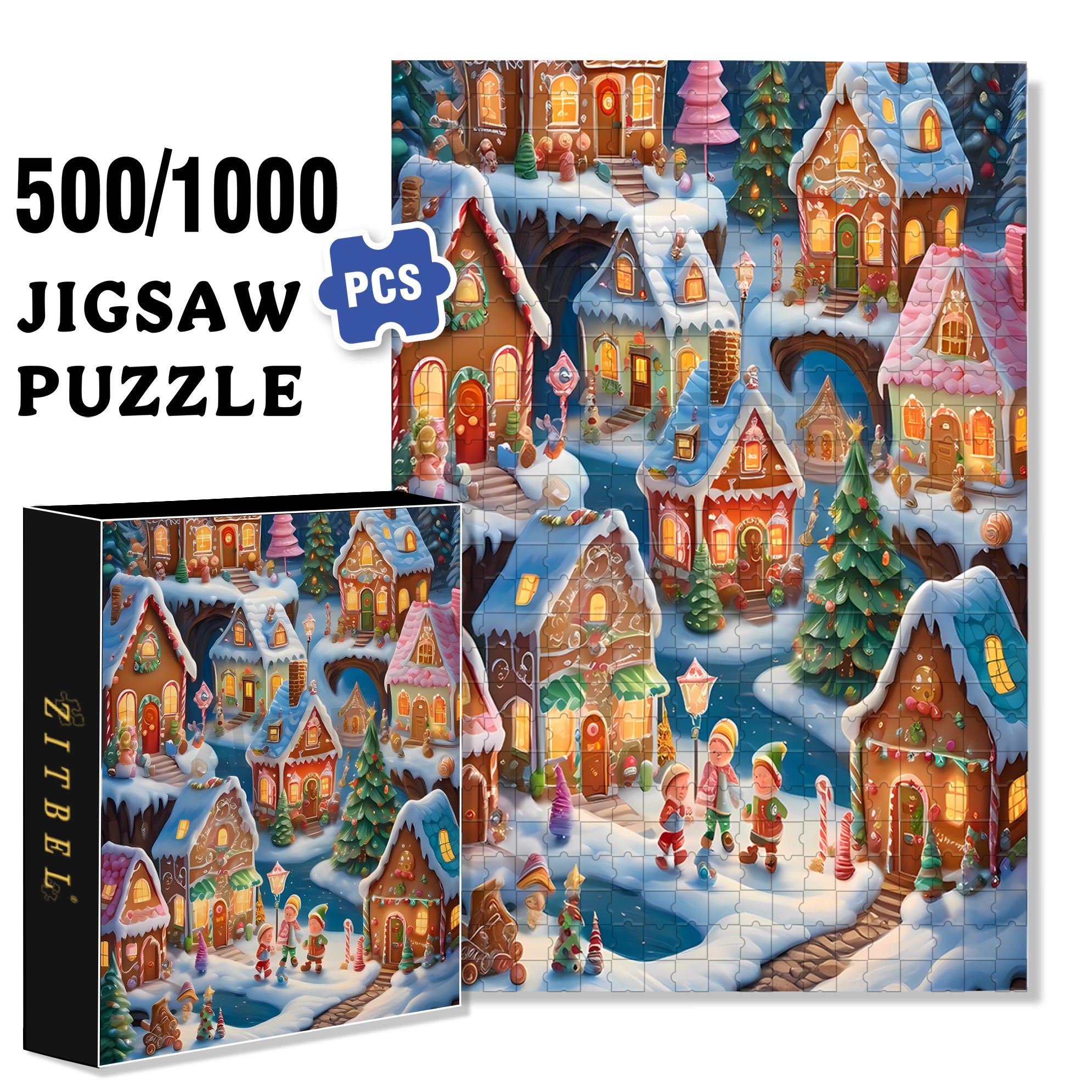 Snow Night 500pcs/1000pcs Jigsaw Puzzle, Scratch-Resistant, Interactive Family Game & Brain-Boosting DIY Decor, Perfect for Halloween, Christmas & New Year Gifts, Family Puzzle Game