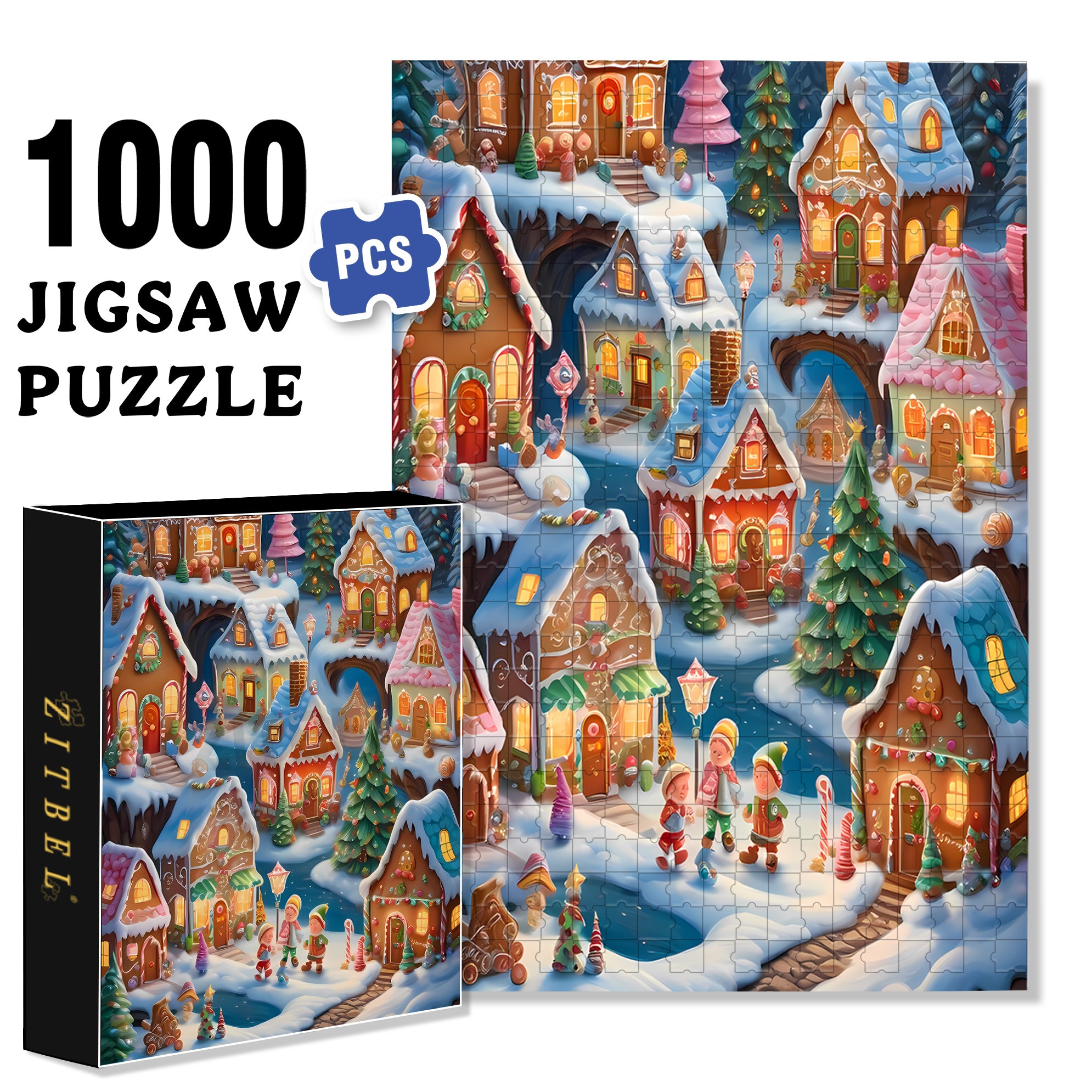 Snow Night 500pcs/1000pcs Jigsaw Puzzle, Scratch-Resistant, Interactive Family Game & Brain-Boosting DIY Decor, Perfect for Halloween, Christmas & New Year Gifts, Family Puzzle Game