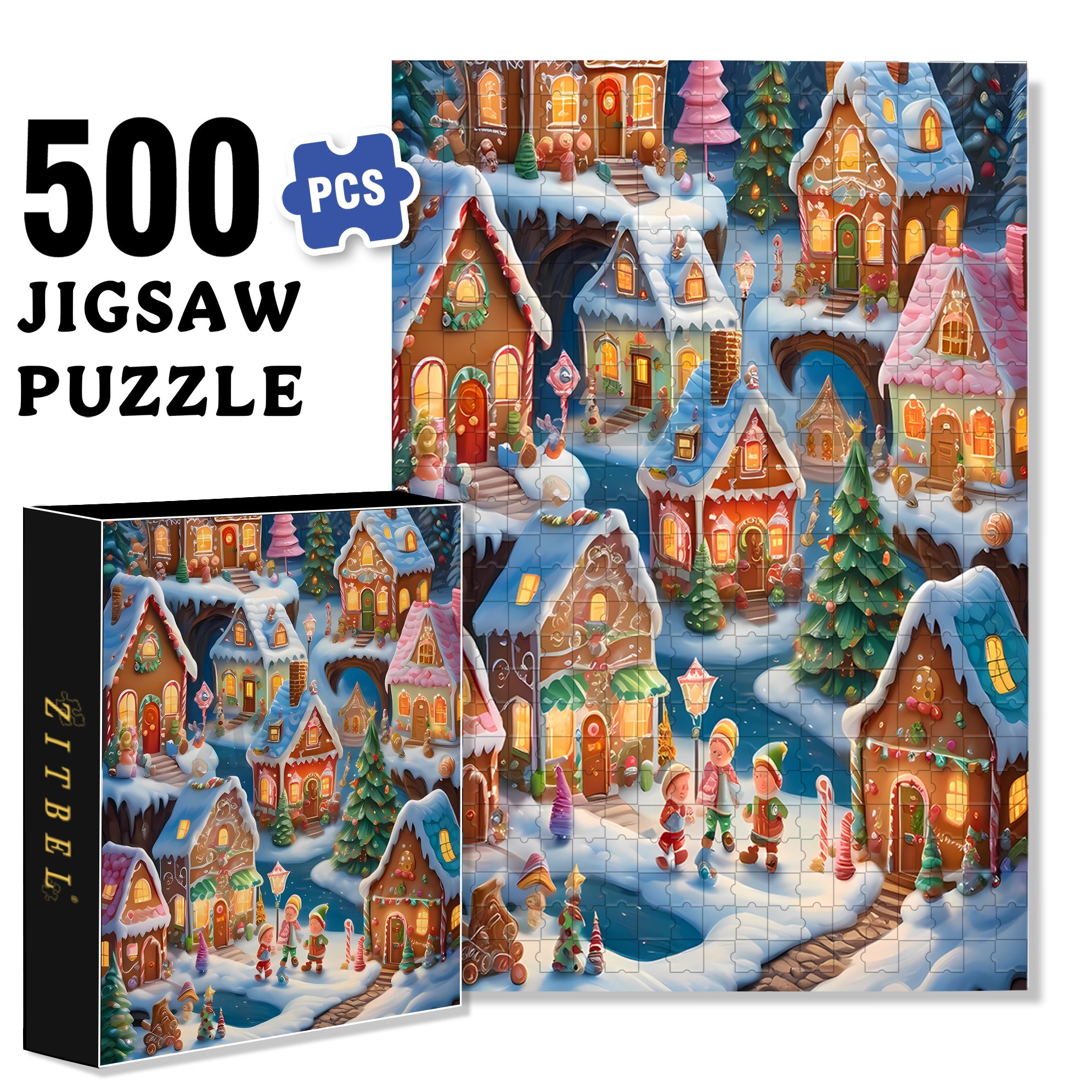 Snow Night 500pcs/1000pcs Jigsaw Puzzle, Scratch-Resistant, Interactive Family Game & Brain-Boosting DIY Decor, Perfect for Halloween, Christmas & New Year Gifts, Family Puzzle Game