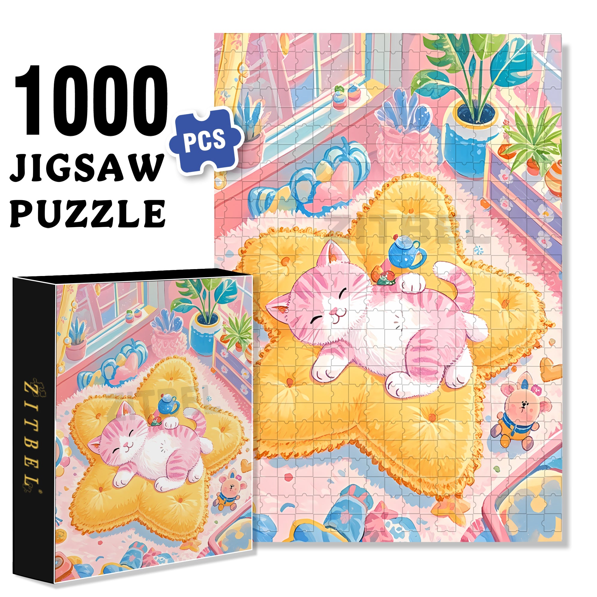Star 500pcs/1000pcs Jigsaw Puzzle, Scratch-Resistant, Interactive Family Game & Brain-Boosting DIY Decor, Perfect for Halloween, Christmas & New Year Gifts, Family Puzzle Game