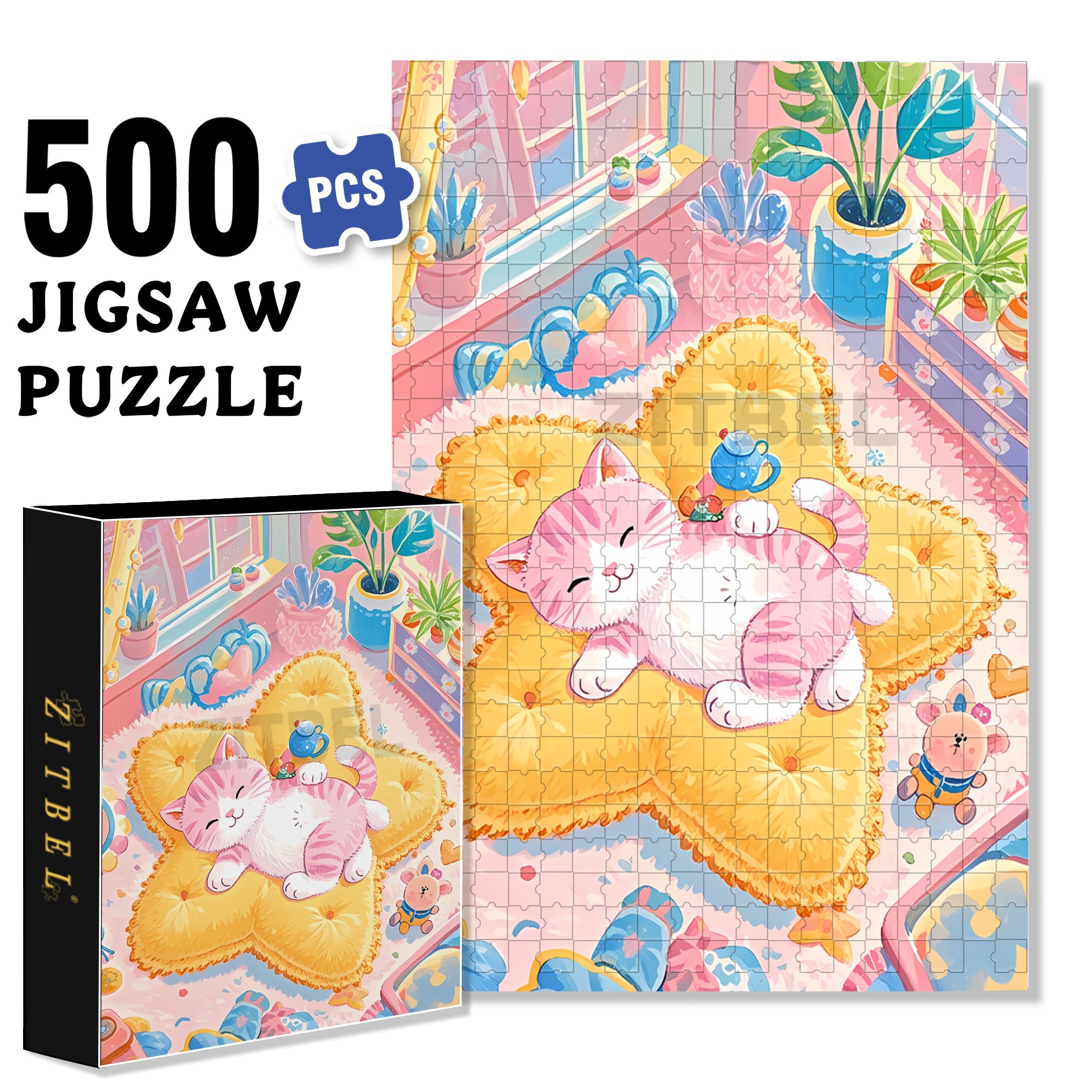 Star 500pcs/1000pcs Jigsaw Puzzle, Scratch-Resistant, Interactive Family Game & Brain-Boosting DIY Decor, Perfect for Halloween, Christmas & New Year Gifts, Family Puzzle Game