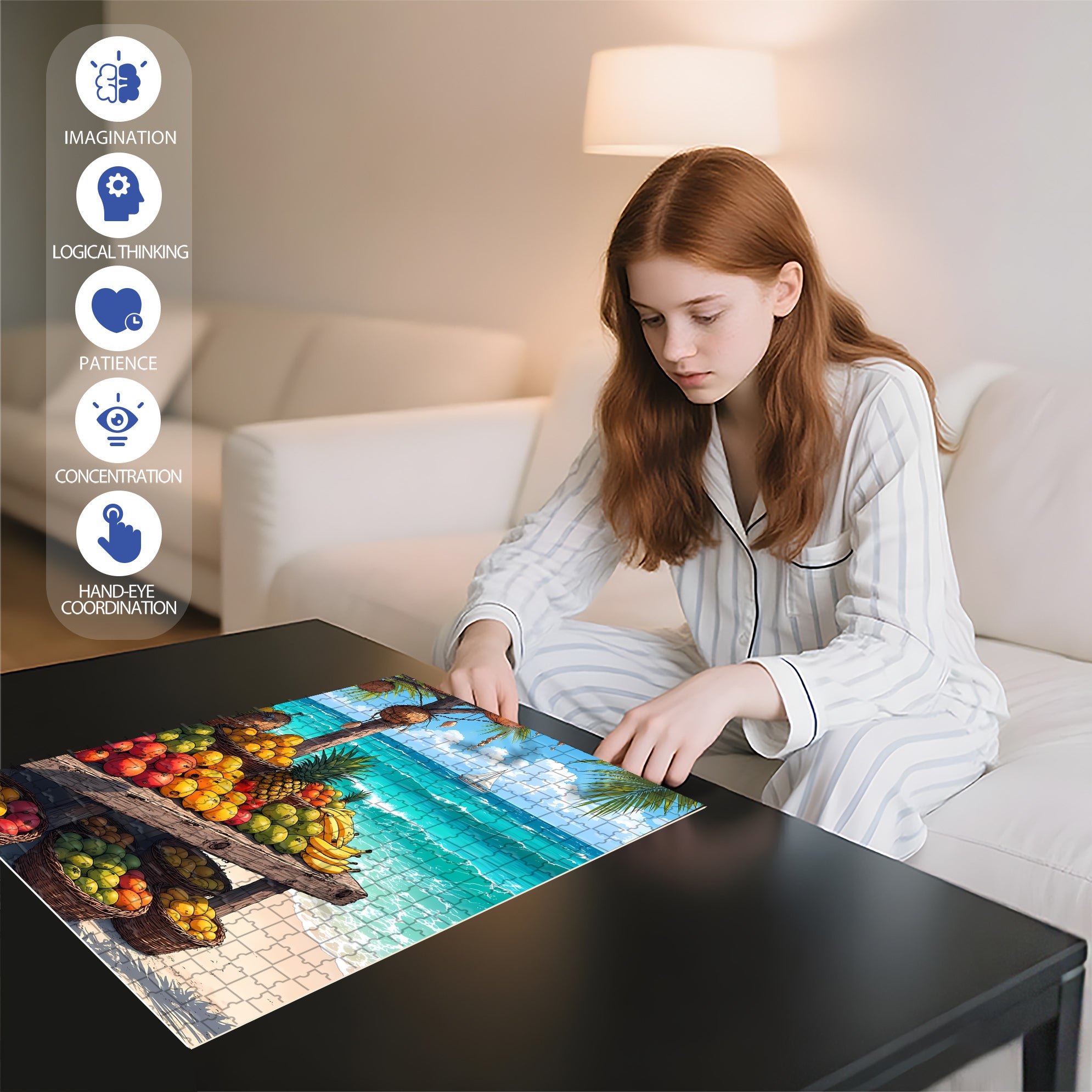 Summer 500pcs/1000pcs Jigsaw Puzzle, Scratch-Resistant, Interactive Family Game & Brain-Boosting DIY Decor, Perfect for Halloween, Christmas & New Year Gifts, Family Puzzle Game