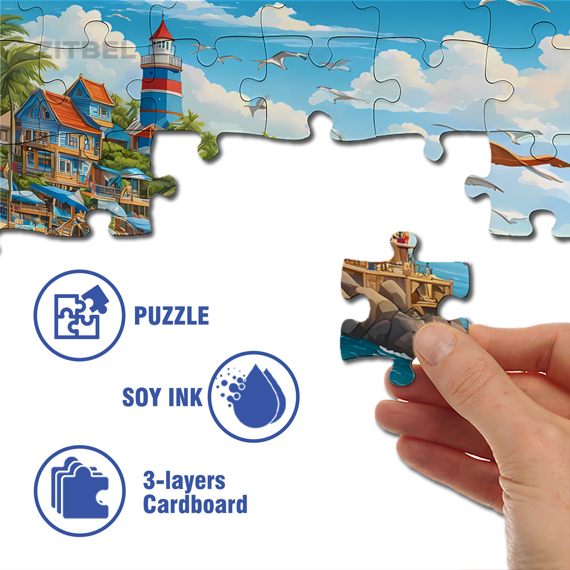 Sunny Beach Day Activities 500pcs/1000pcs Jigsaw Puzzle, Scratch-Resistant, Interactive Family Game & Brain-Boosting DIY Decor, Perfect for Halloween, Christmas & New Year Gifts, Family Puzzle Game