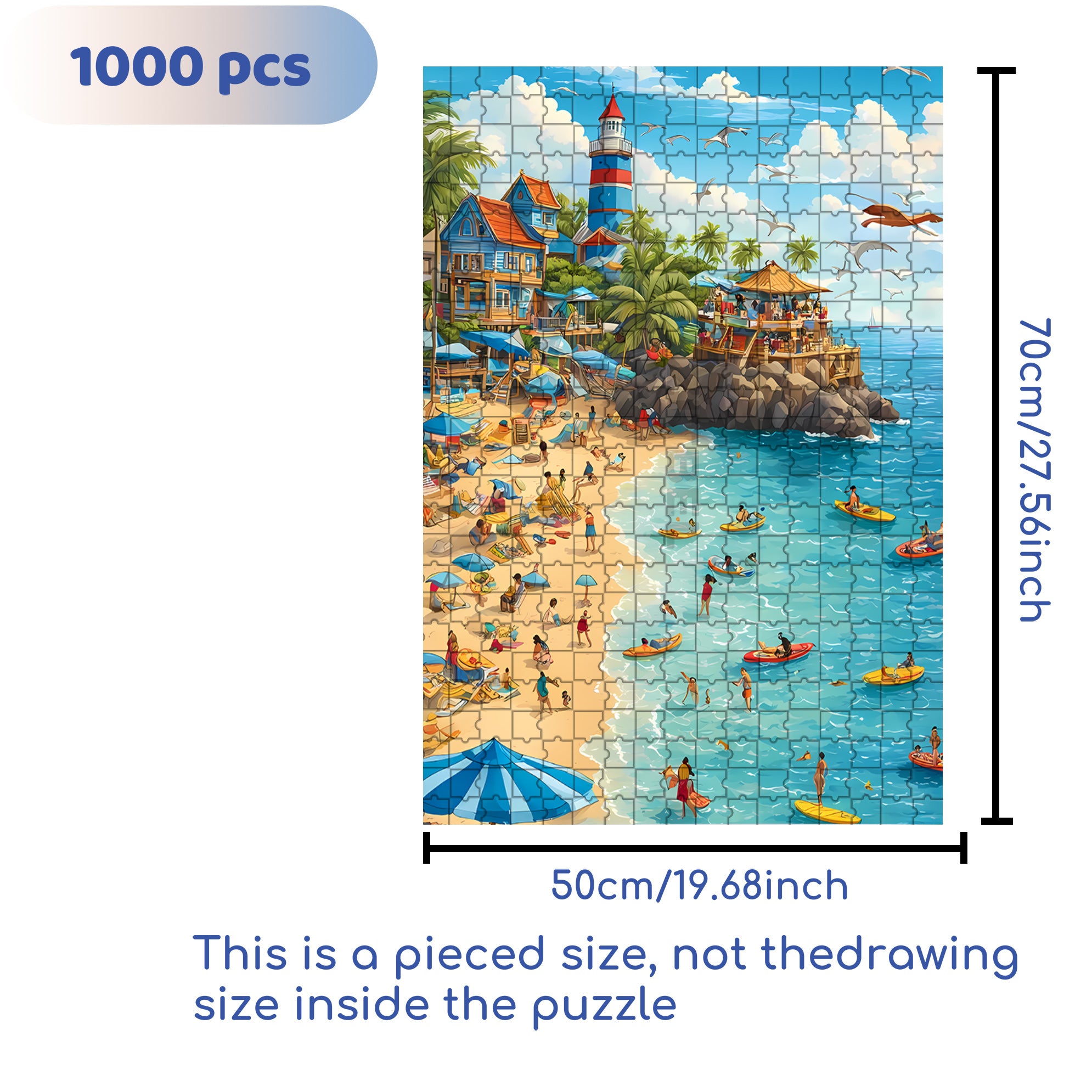 Sunny Beach Day Activities 500pcs/1000pcs Jigsaw Puzzle, Scratch-Resistant, Interactive Family Game & Brain-Boosting DIY Decor, Perfect for Halloween, Christmas & New Year Gifts, Family Puzzle Game