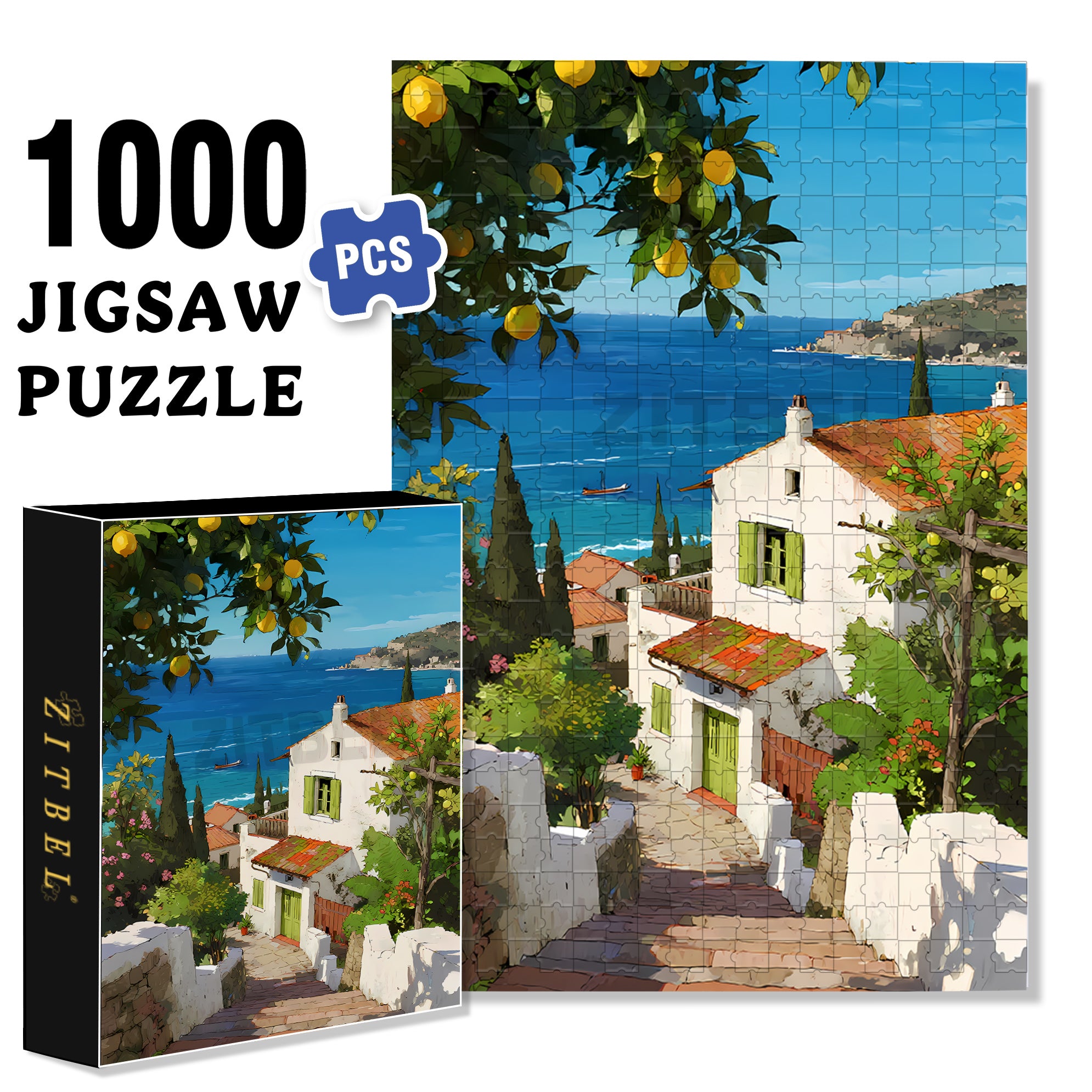 Town 500pcs/1000pcs Jigsaw Puzzle, Scratch-Resistant, Interactive Family Game & Brain-Boosting DIY Decor, Perfect for Halloween, Christmas & New Year Gifts, Family Puzzle Game