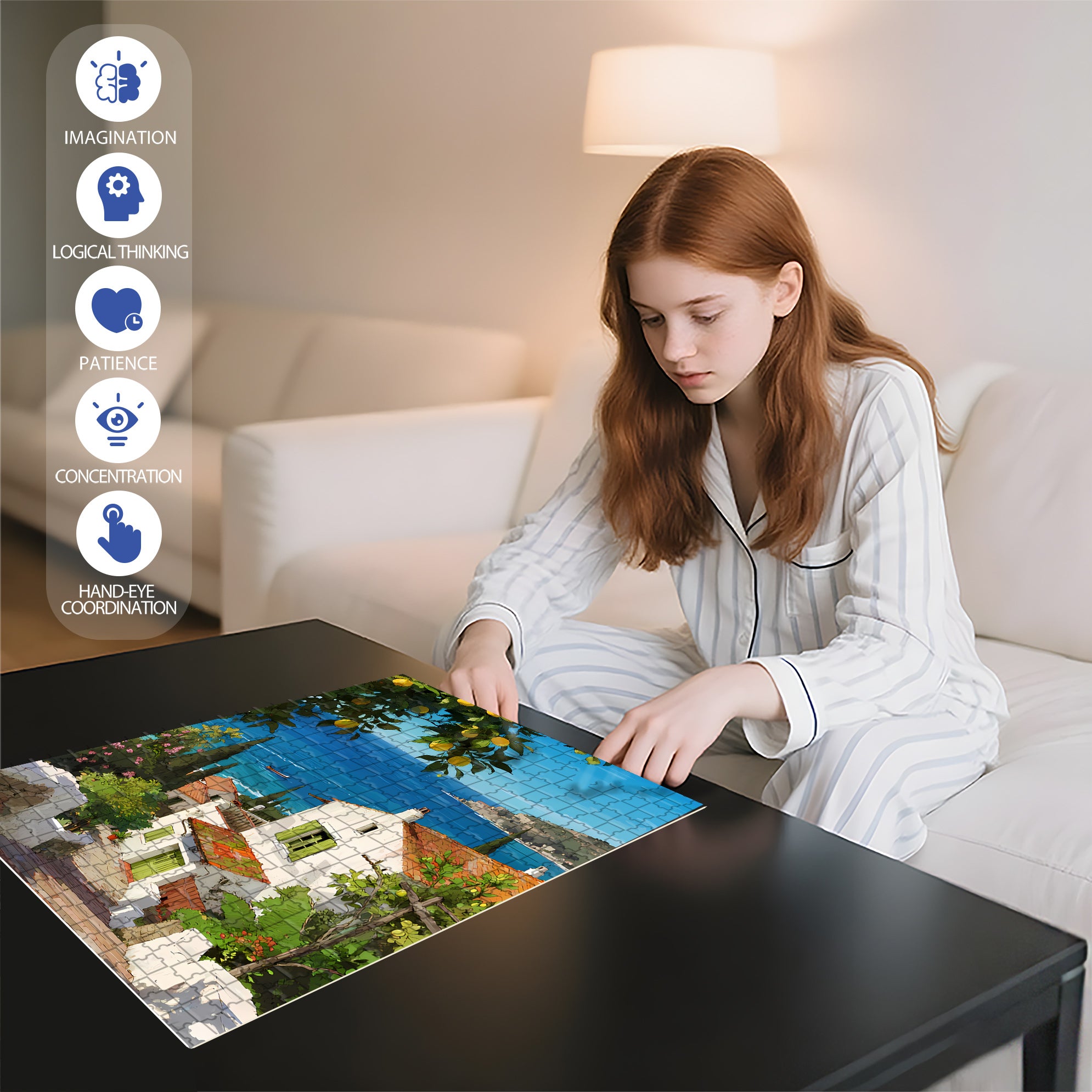 Town 500pcs/1000pcs Jigsaw Puzzle, Scratch-Resistant, Interactive Family Game & Brain-Boosting DIY Decor, Perfect for Halloween, Christmas & New Year Gifts, Family Puzzle Game