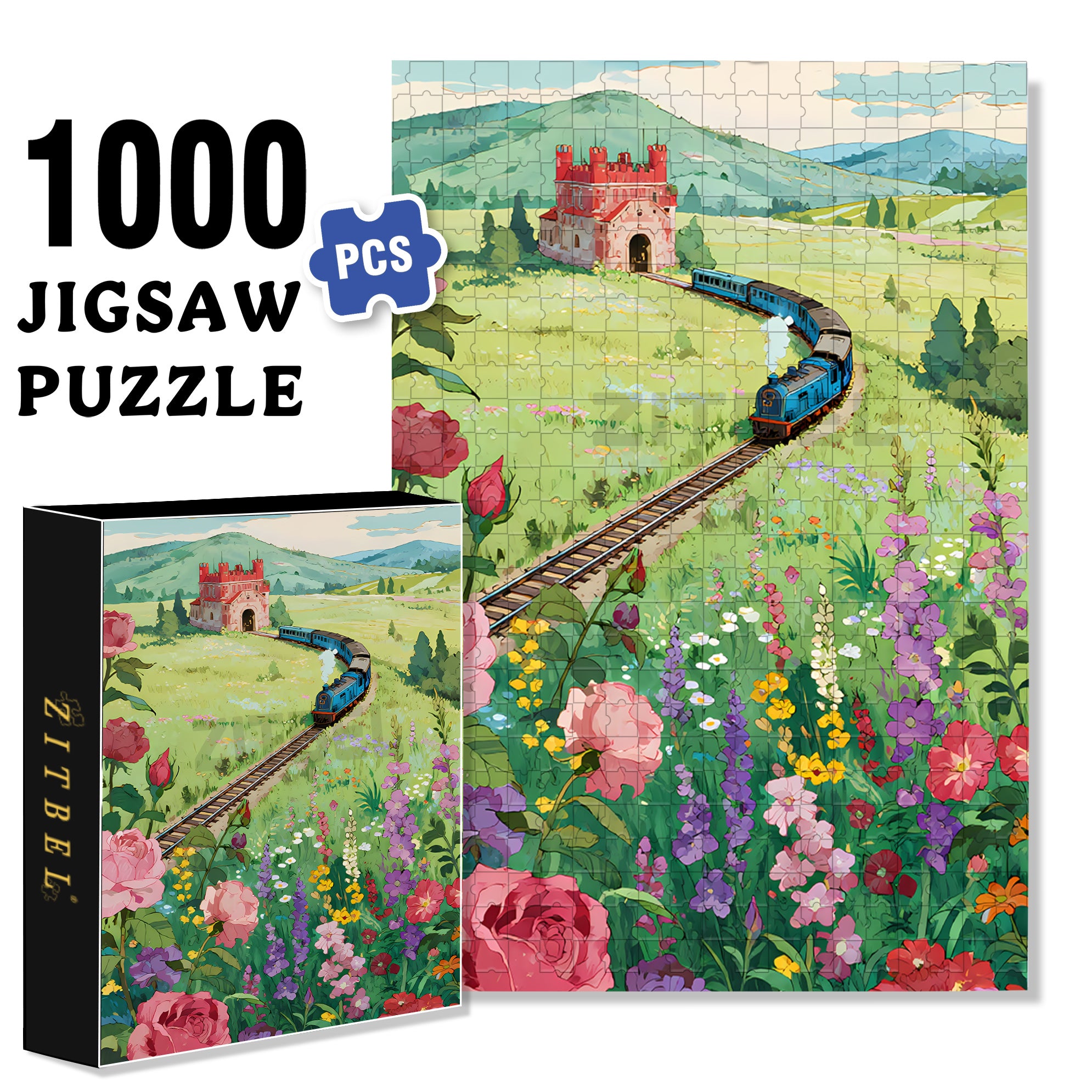 Train 500pcs/1000pcs Jigsaw Puzzle, Scratch-Resistant, Interactive Family Game & Brain-Boosting DIY Decor, Perfect for Halloween, Christmas & New Year Gifts, Family Puzzle Game