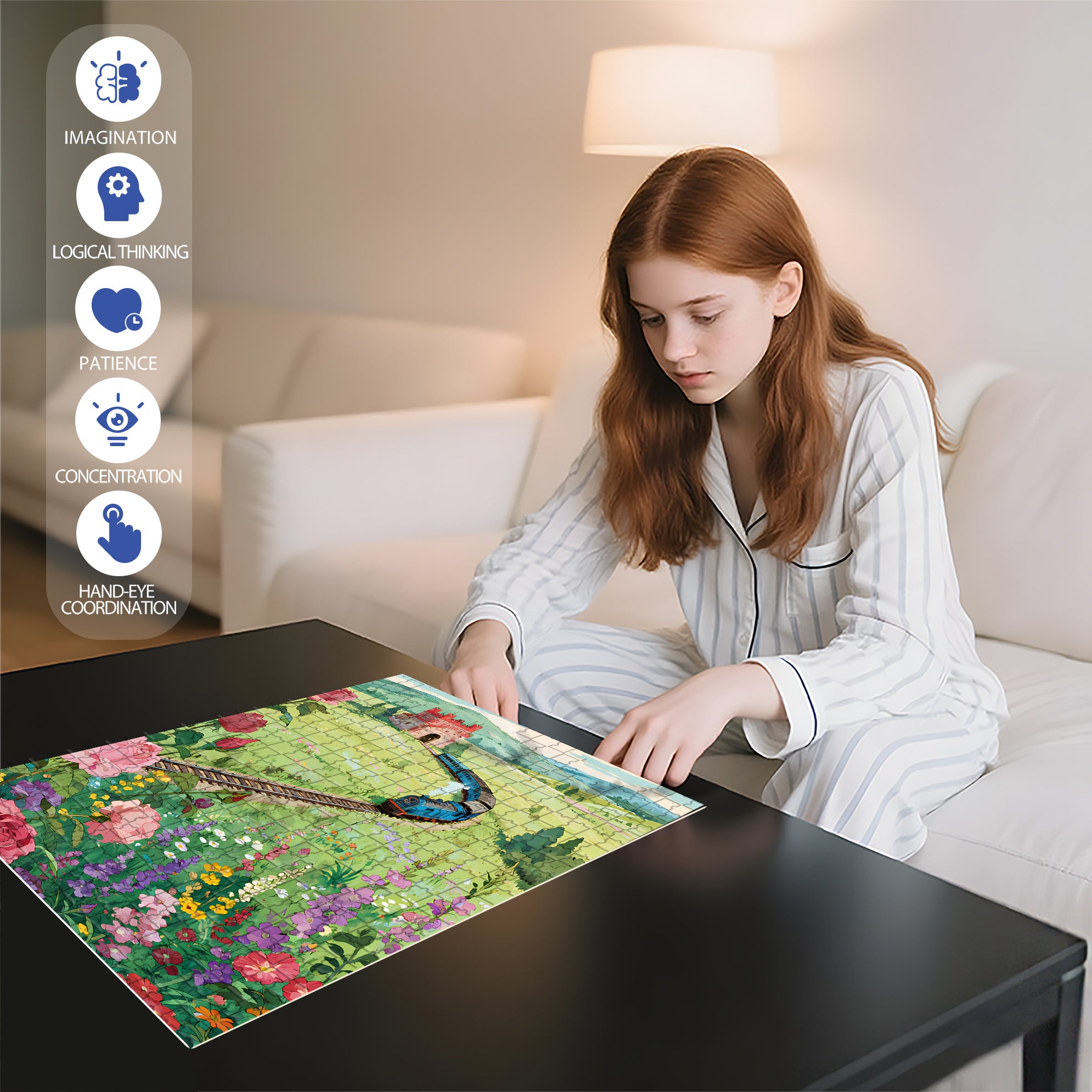Train 500pcs/1000pcs Jigsaw Puzzle, Scratch-Resistant, Interactive Family Game & Brain-Boosting DIY Decor, Perfect for Halloween, Christmas & New Year Gifts, Family Puzzle Game