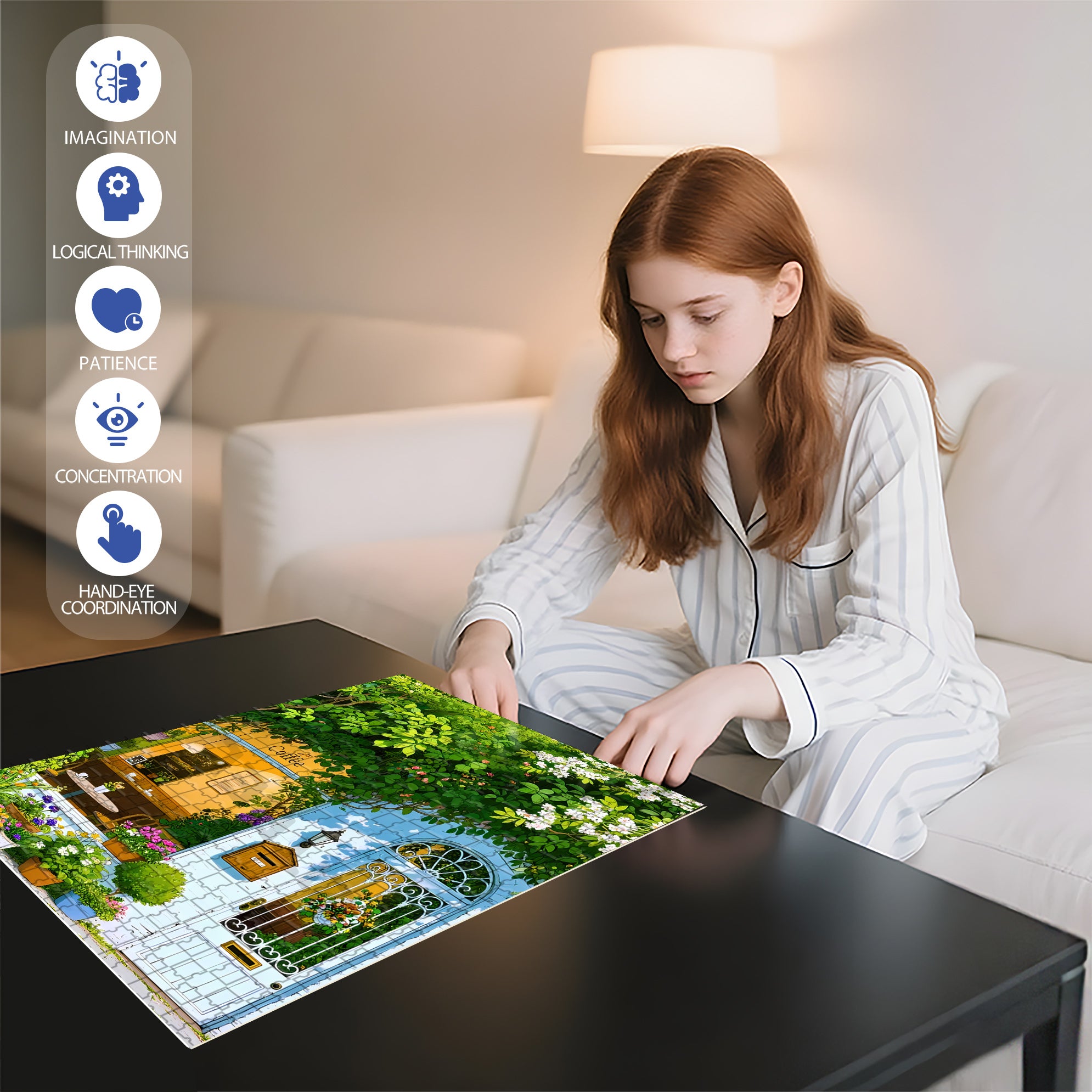 Tranquility 500pcs/1000pcs Jigsaw Puzzle, Scratch-Resistant, Interactive Family Game & Brain-Boosting DIY Decor, Perfect for Halloween, Christmas & New Year Gifts, Family Puzzle Game