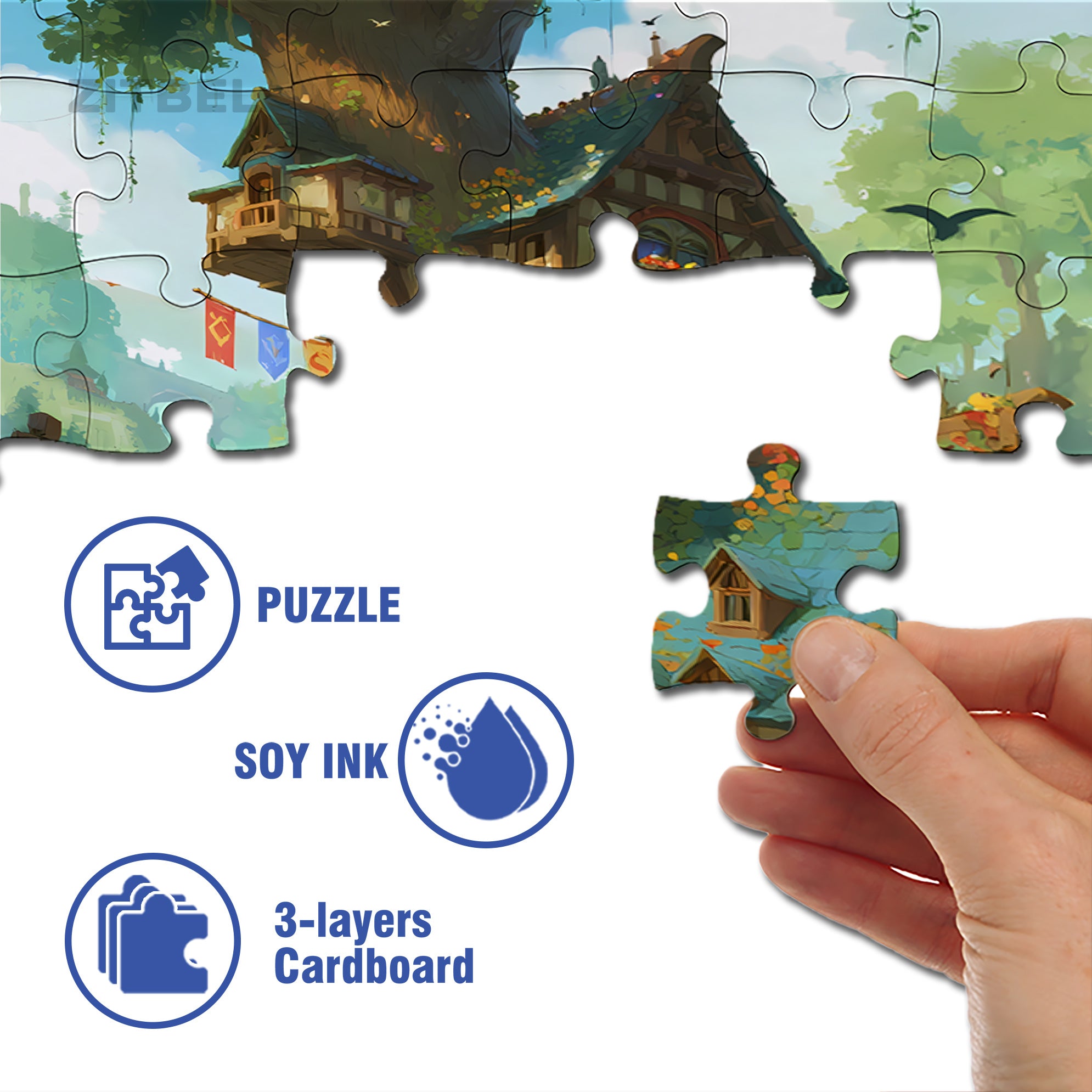 Tree House 500pcs/1000pcs Jigsaw Puzzle, Scratch-Resistant, Interactive Family Game & Brain-Boosting DIY Decor, Perfect for Halloween, Christmas & New Year Gifts, Family Puzzle Game