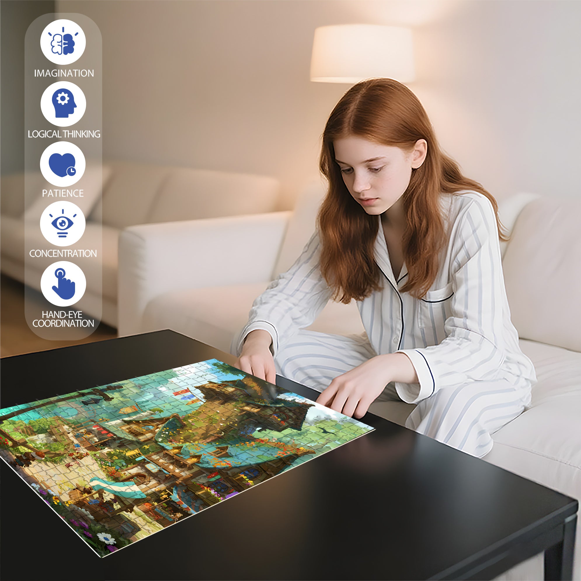 Tree House 500pcs/1000pcs Jigsaw Puzzle, Scratch-Resistant, Interactive Family Game & Brain-Boosting DIY Decor, Perfect for Halloween, Christmas & New Year Gifts, Family Puzzle Game