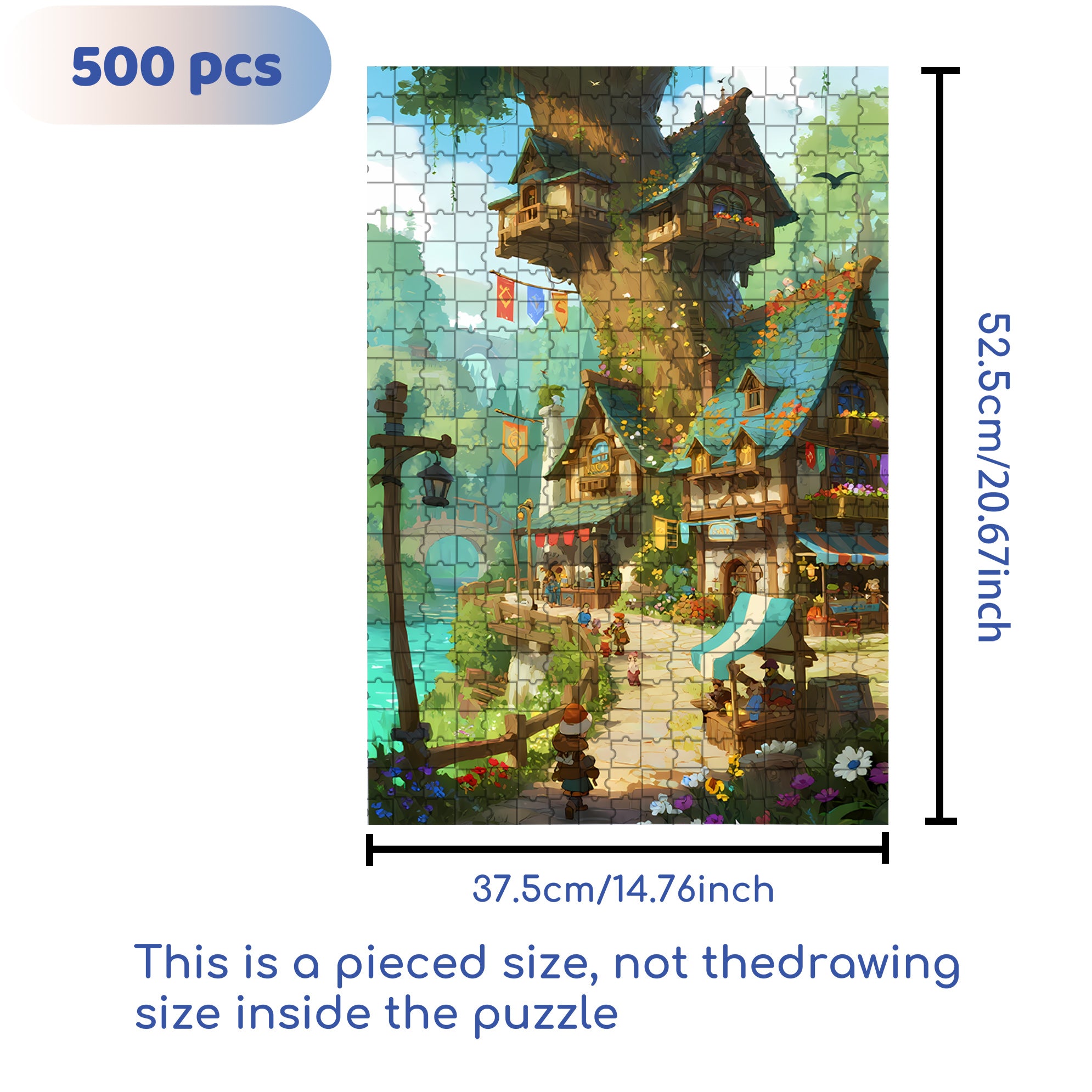 Tree House 500pcs/1000pcs Jigsaw Puzzle, Scratch-Resistant, Interactive Family Game & Brain-Boosting DIY Decor, Perfect for Halloween, Christmas & New Year Gifts, Family Puzzle Game