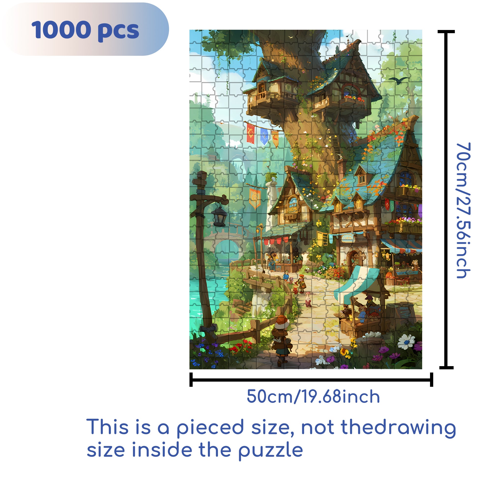 Tree House 500pcs/1000pcs Jigsaw Puzzle, Scratch-Resistant, Interactive Family Game & Brain-Boosting DIY Decor, Perfect for Halloween, Christmas & New Year Gifts, Family Puzzle Game