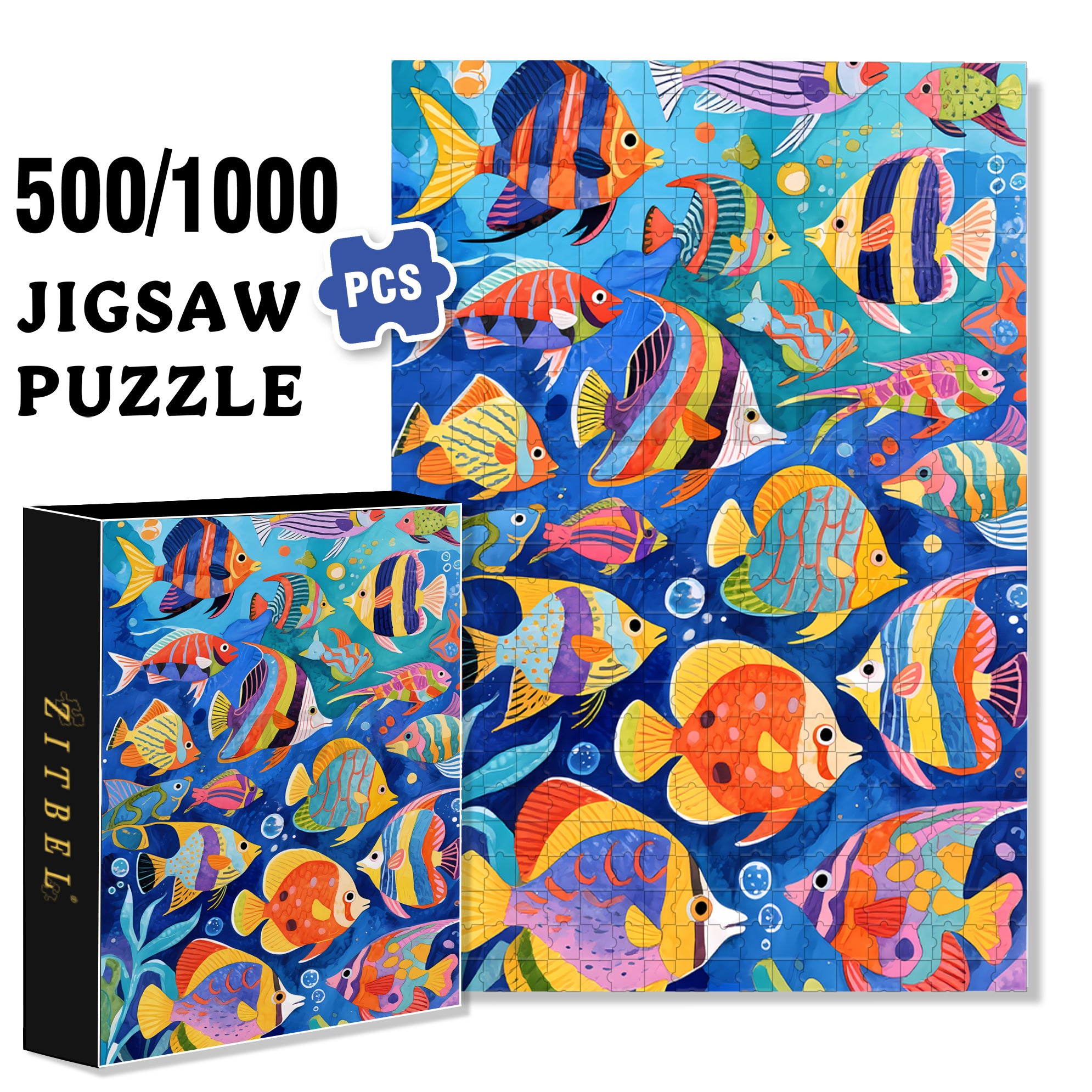 Under Water World 500pcs/1000pcs Jigsaw Puzzle, Scratch-Resistant, Interactive Family Game & Brain-Boosting DIY Decor, Perfect for Halloween, Christmas & New Year Gifts, Family Puzzle Game