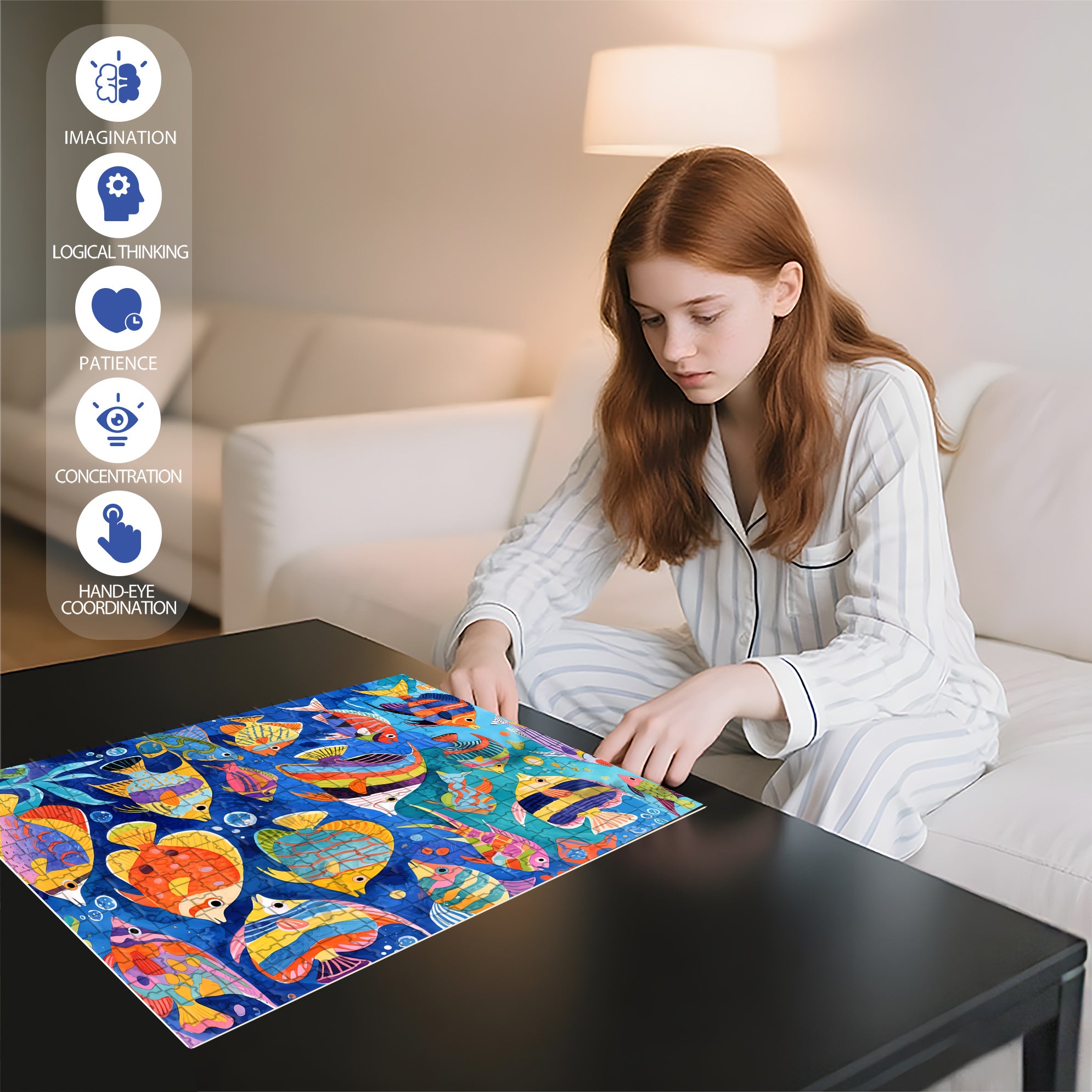 Under Water World 500pcs/1000pcs Jigsaw Puzzle, Scratch-Resistant, Interactive Family Game & Brain-Boosting DIY Decor, Perfect for Halloween, Christmas & New Year Gifts, Family Puzzle Game