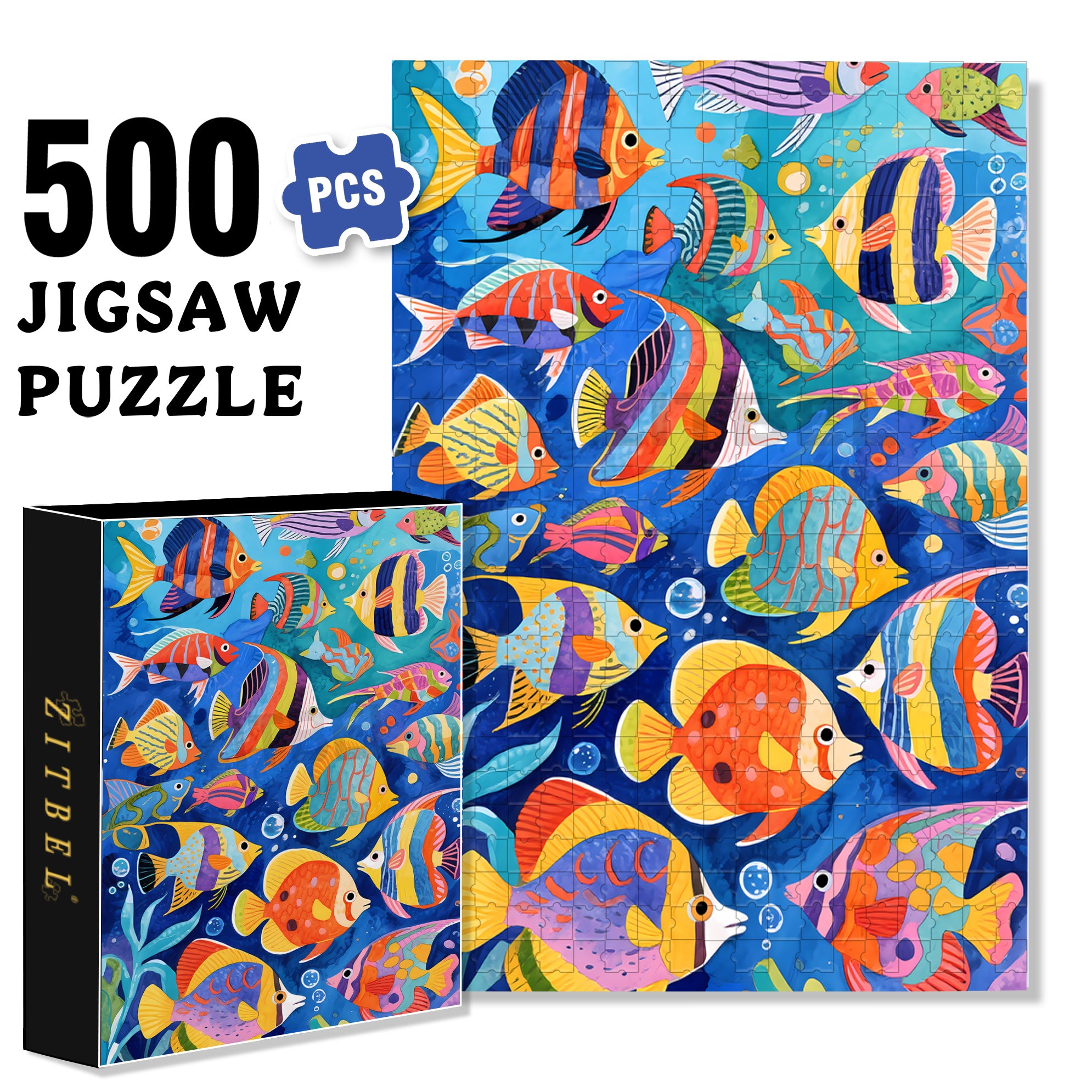 Under Water World 500pcs/1000pcs Jigsaw Puzzle, Scratch-Resistant, Interactive Family Game & Brain-Boosting DIY Decor, Perfect for Halloween, Christmas & New Year Gifts, Family Puzzle Game